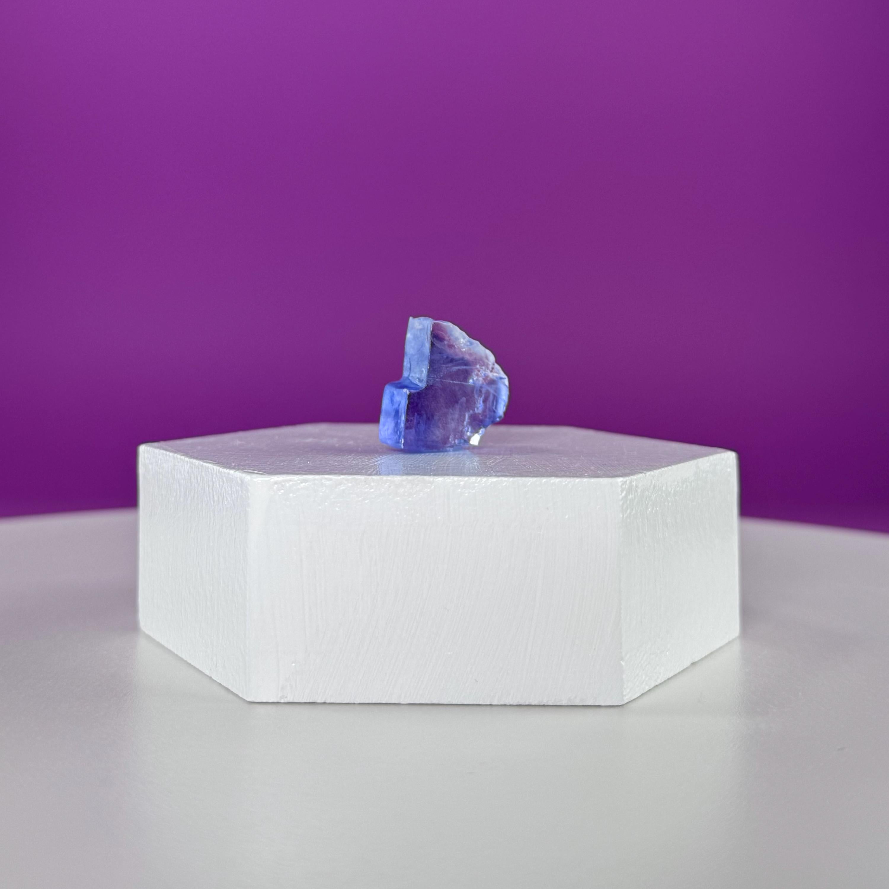 Mini Blue Halite Specimen | Rare Natural Blue Crystal (Includes Display Stand)