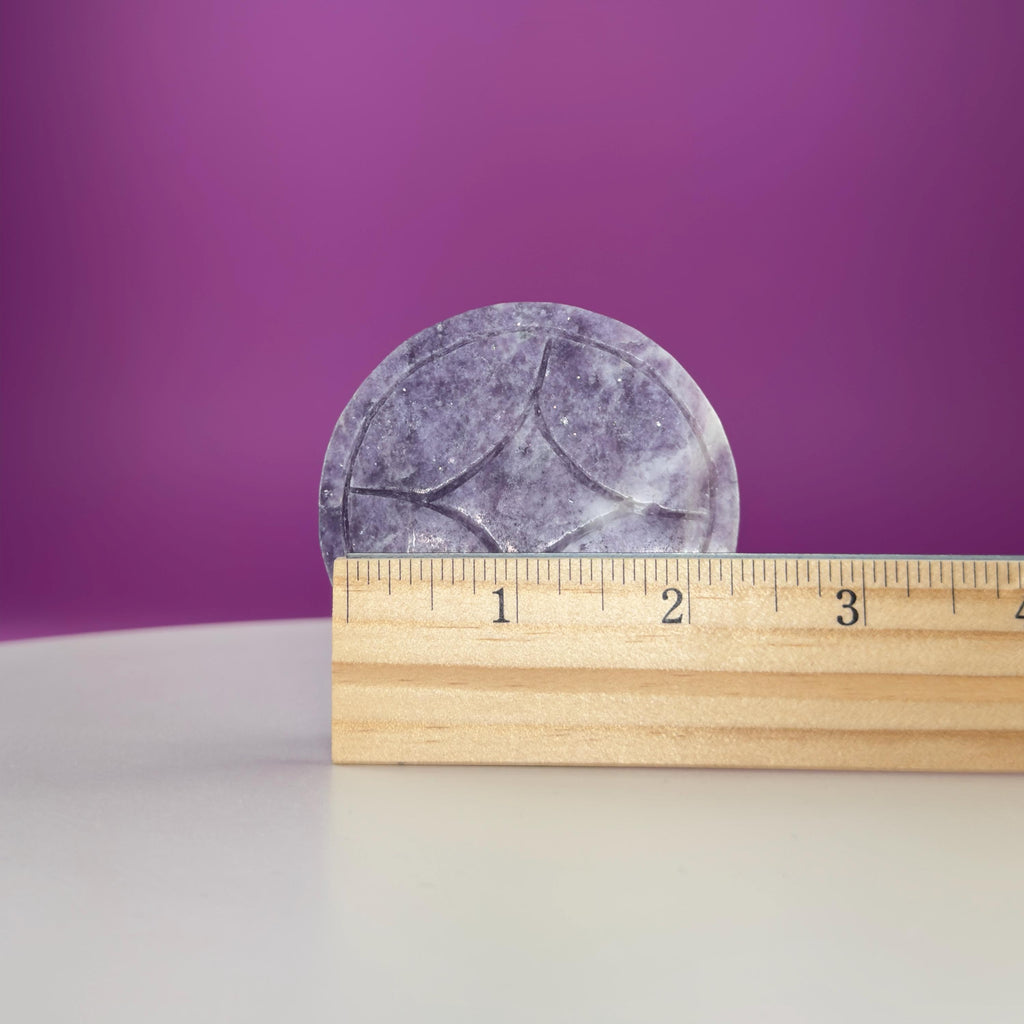 Lepidolite Money Coin 66g | Prosperity Crystal | Calming Healing Stone | Pocket Palm Crystal Gift