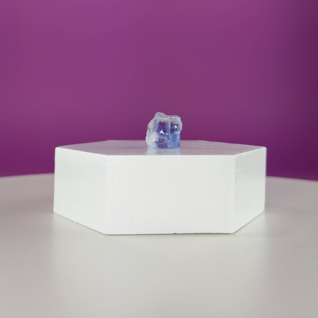Mini Blue Halite Specimen | Rare Natural Blue Crystal (Includes Display Stand)