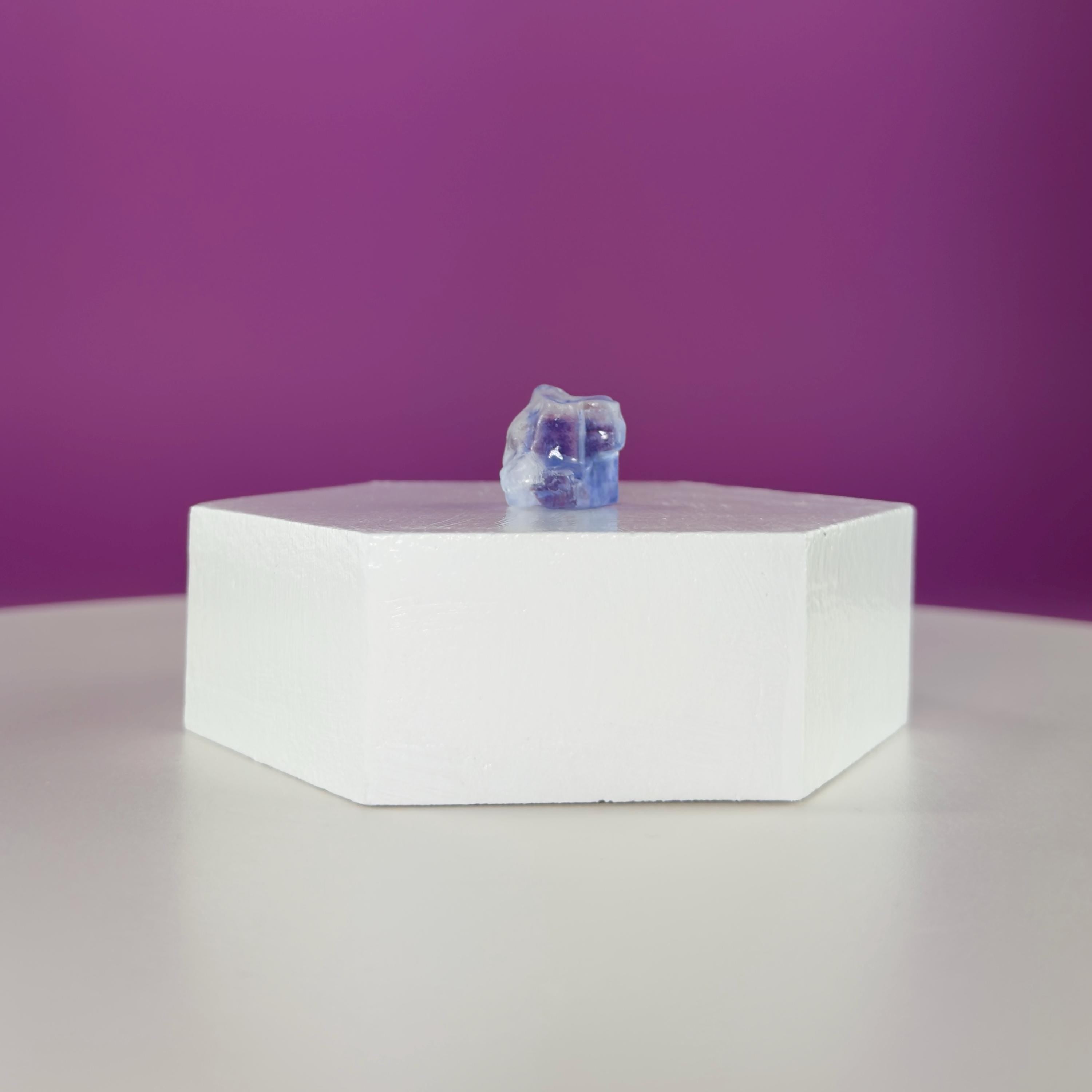 Mini Blue Halite Specimen | Rare Natural Blue Crystal (Includes Display Stand)