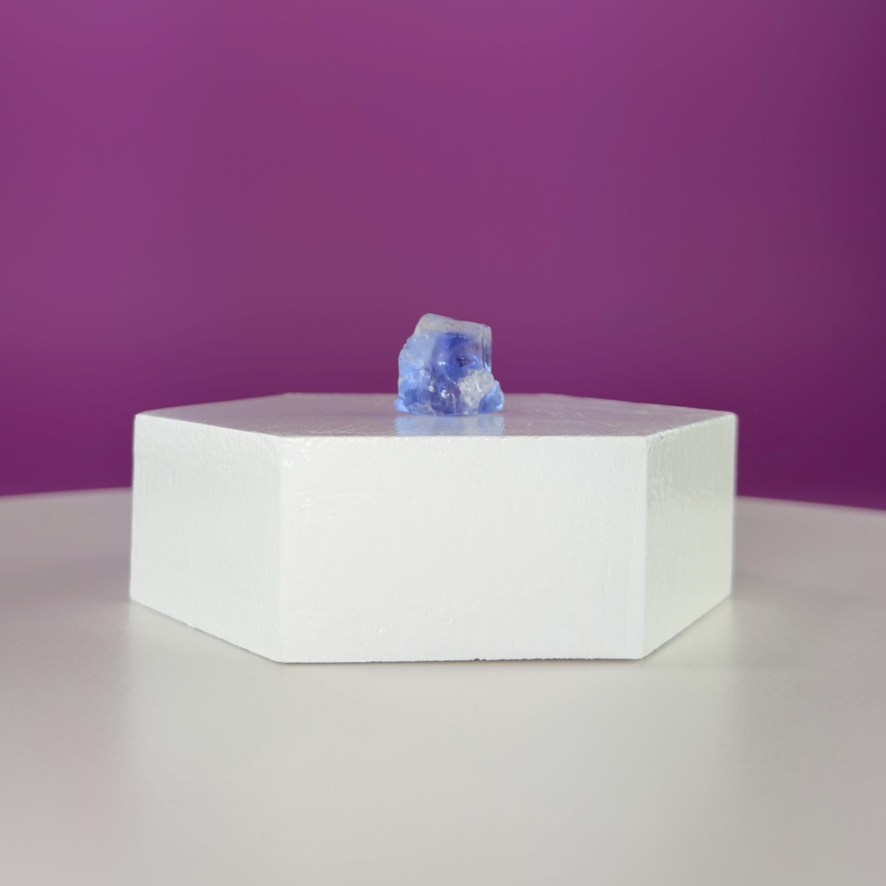 Mini Blue Halite Specimen | Rare Natural Blue Crystal (Includes Display Stand)