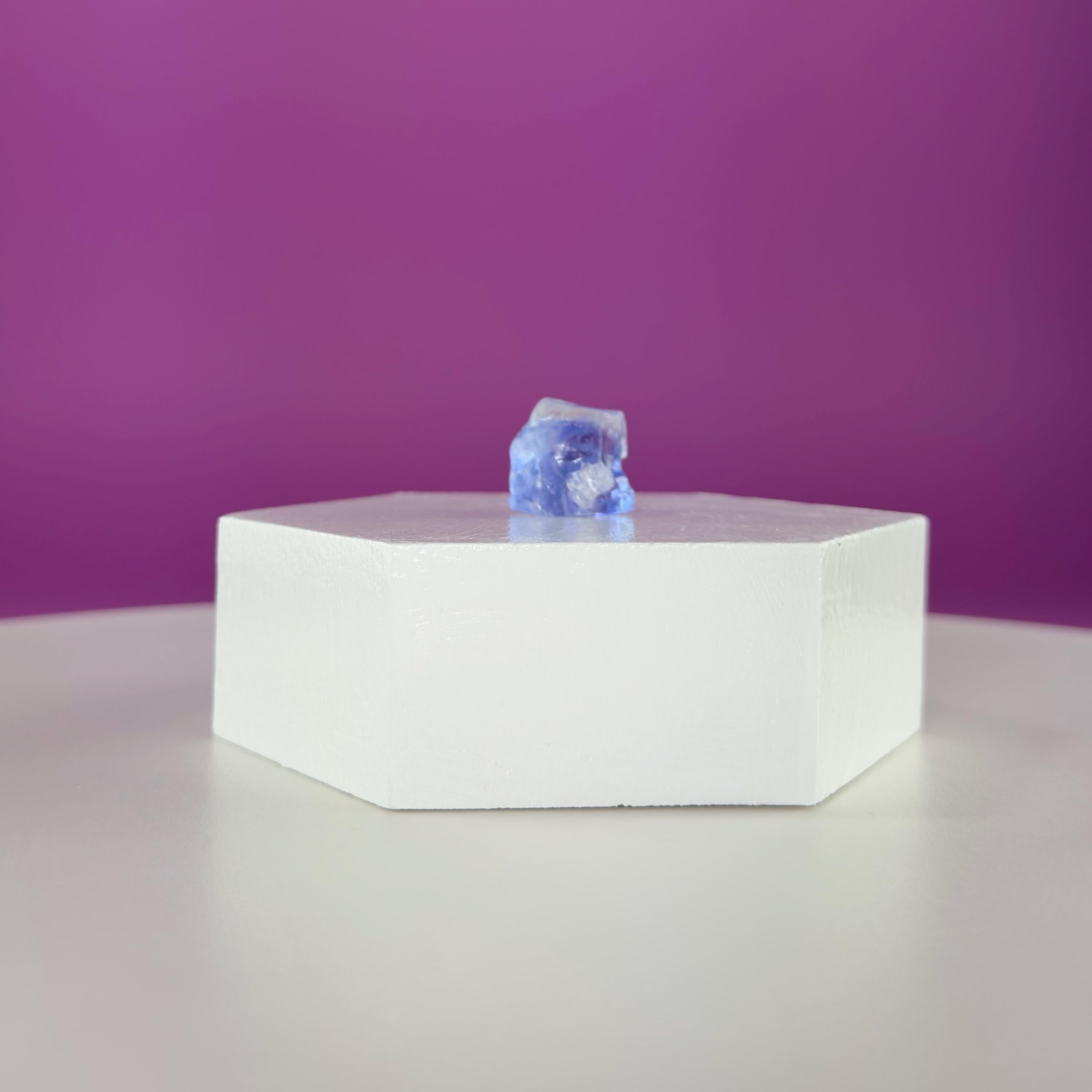 Mini Blue Halite Specimen | Rare Natural Blue Crystal (Includes Display Stand)