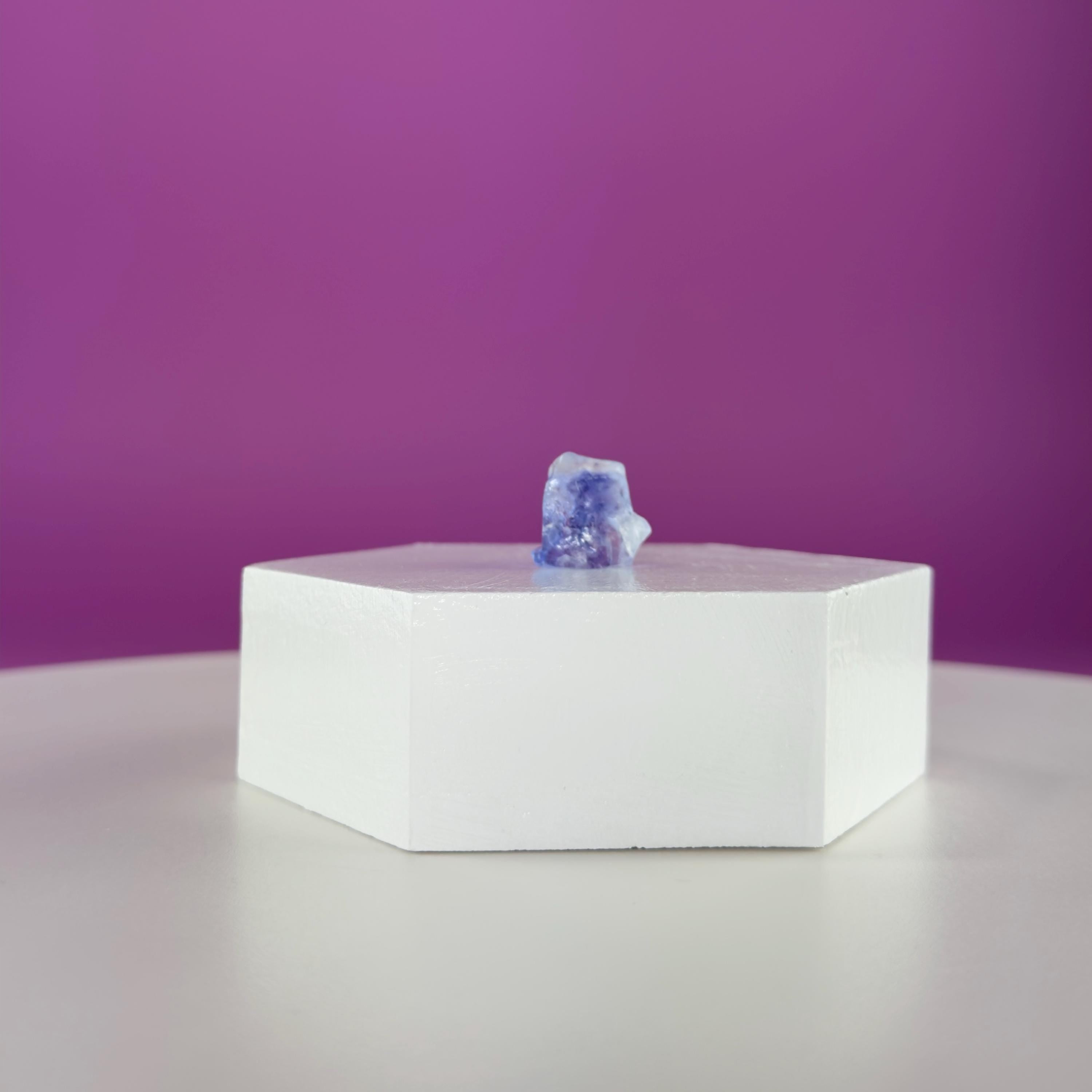 Mini Blue Halite Specimen | Rare Natural Blue Crystal (Includes Display Stand)