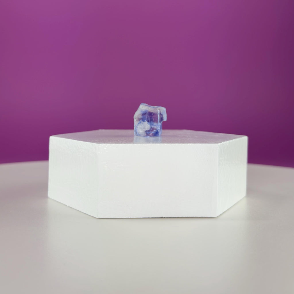 Mini Blue Halite Specimen | Rare Natural Blue Crystal (Includes Display Stand)
