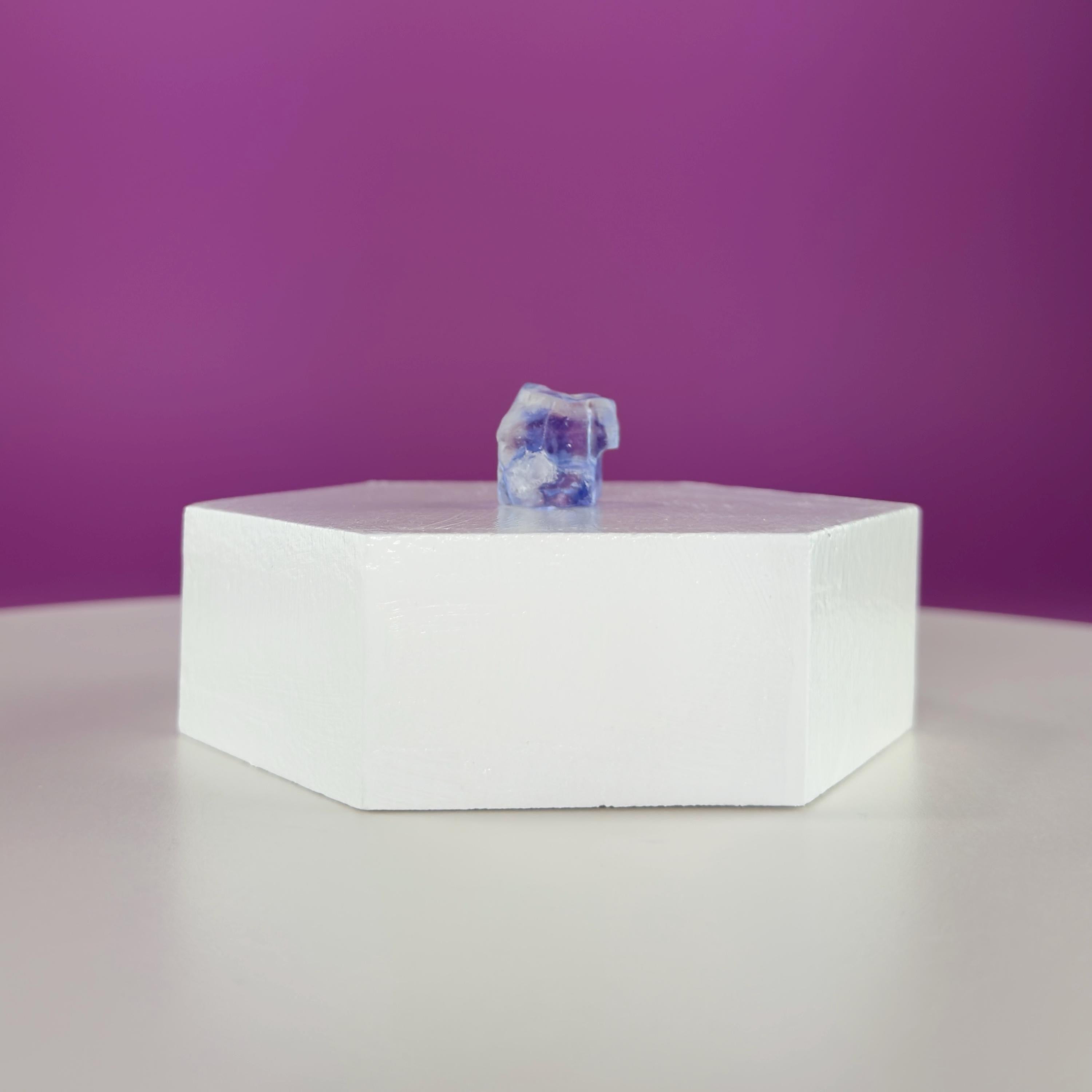 Mini Blue Halite Specimen | Rare Natural Blue Crystal (Includes Display Stand)
