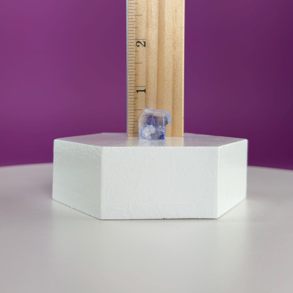 Mini Blue Halite Specimen | Rare Natural Blue Crystal (Includes Display Stand)