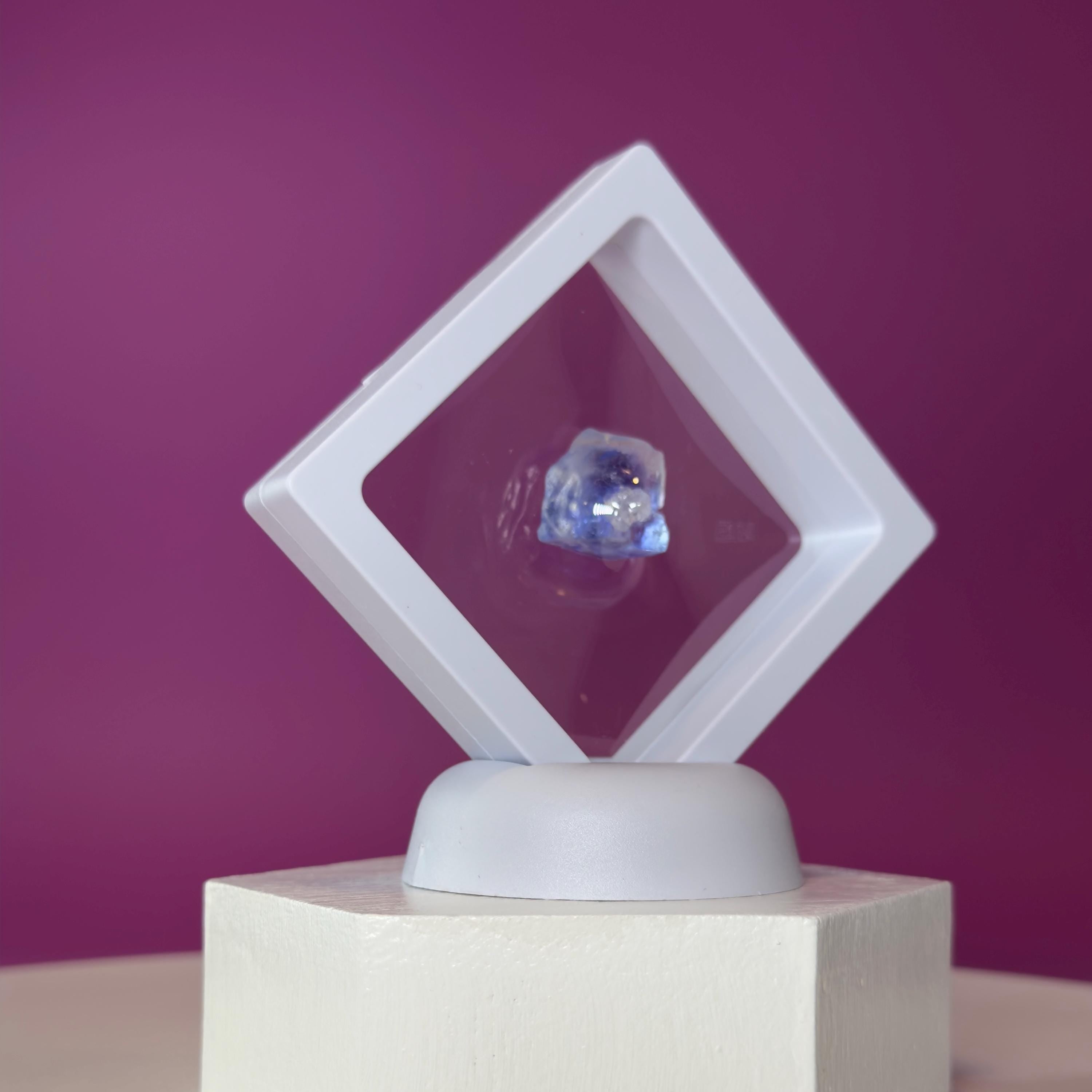 Mini Blue Halite Specimen | Rare Natural Blue Crystal (Includes Display Stand)