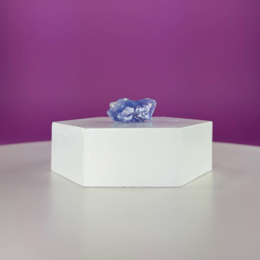 Mini Blue Halite Specimen | Rare Natural Blue Crystal (Includes Display Stand)