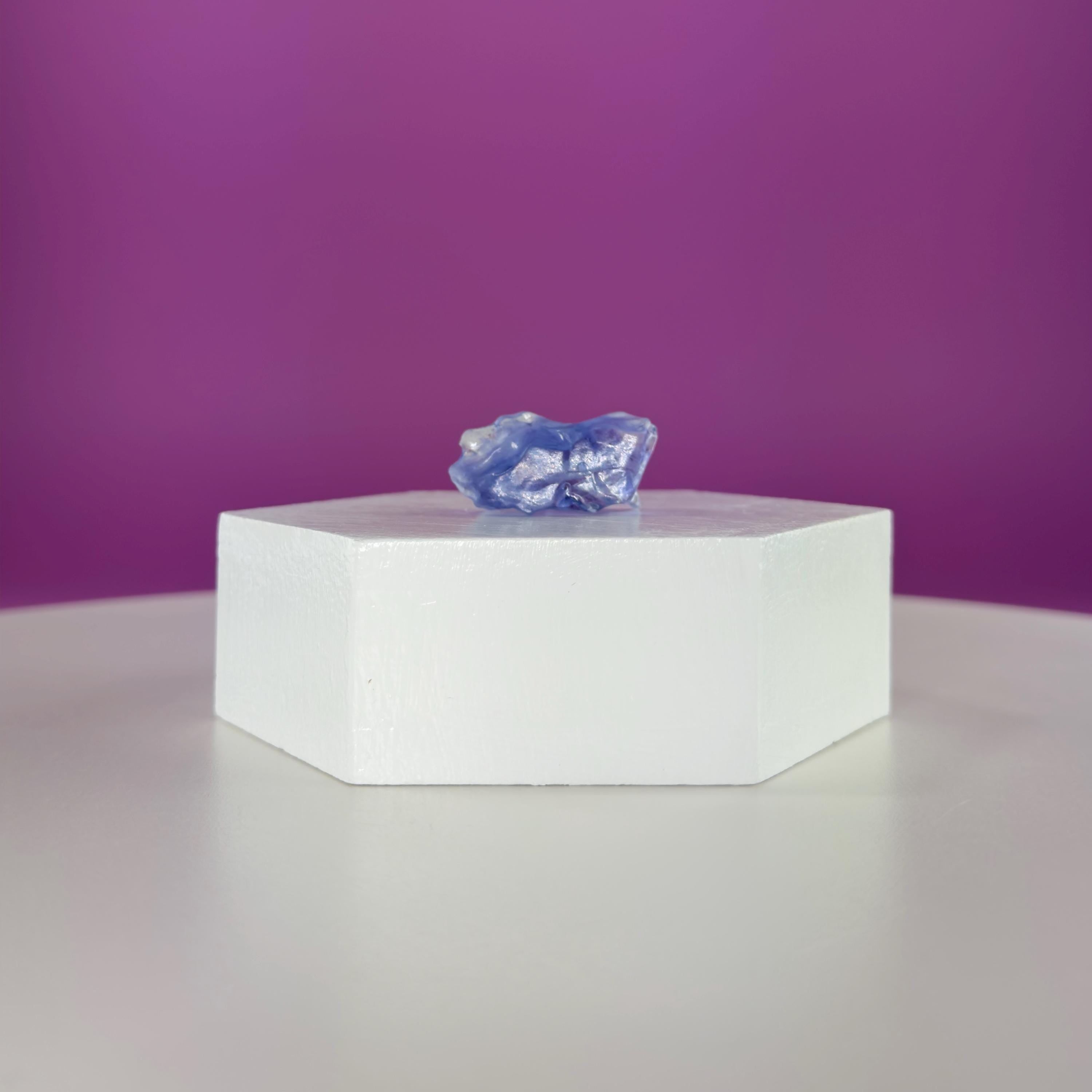 Mini Blue Halite Specimen | Rare Natural Blue Crystal (Includes Display Stand)