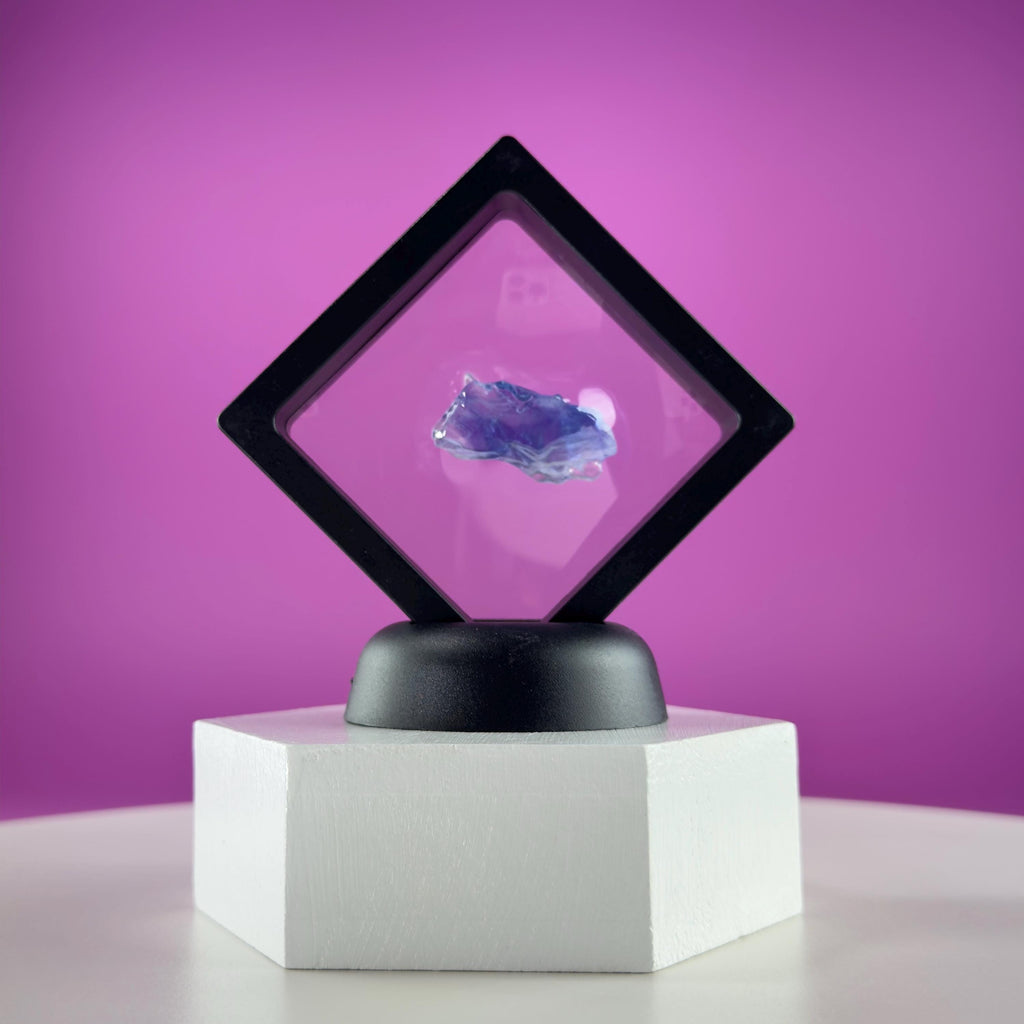 Mini Blue Halite Specimen | Rare Natural Blue Crystal (Includes Display Stand)