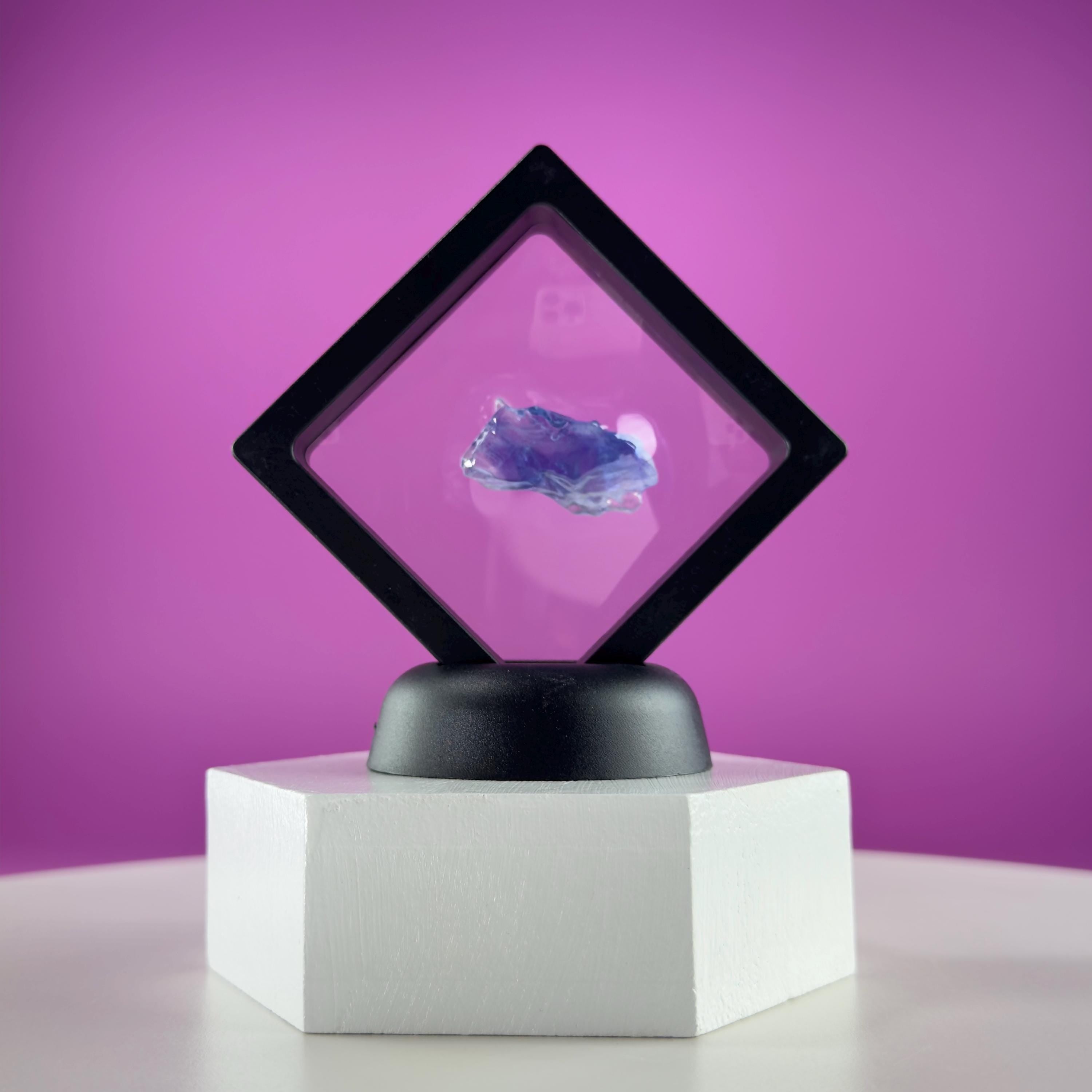 Mini Blue Halite Specimen | Rare Natural Blue Crystal (Includes Display Stand)