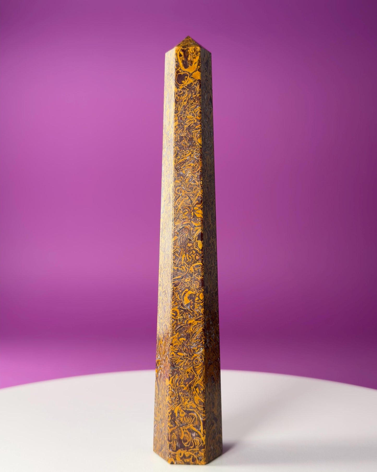 Calligraphy Jasper Tower | Script Stone Crystal Point | Grounding Healing Crystal | Meditation Decor Gift