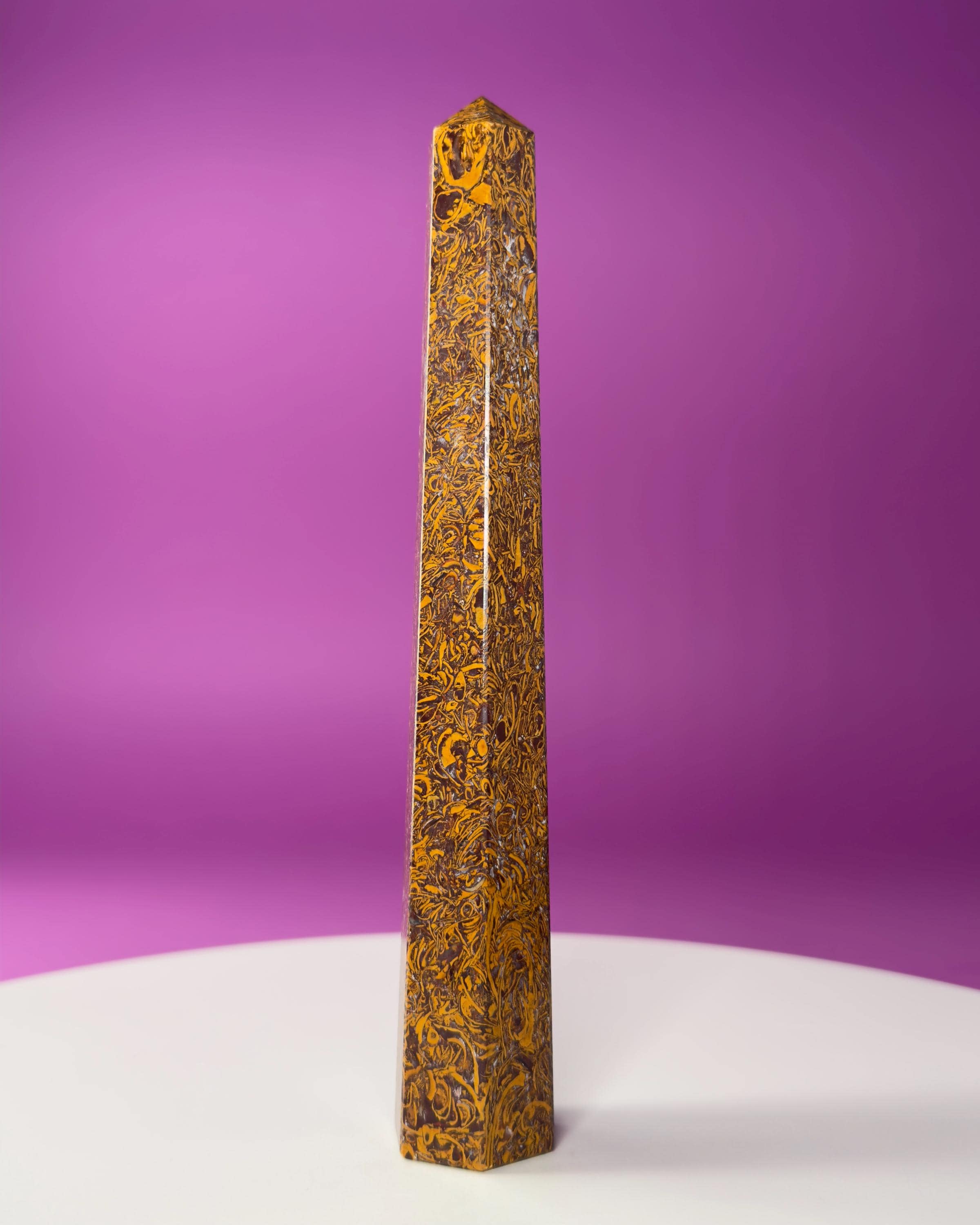 Calligraphy Jasper Tower | Script Stone Crystal Point | Grounding Healing Crystal | Meditation Decor Gift