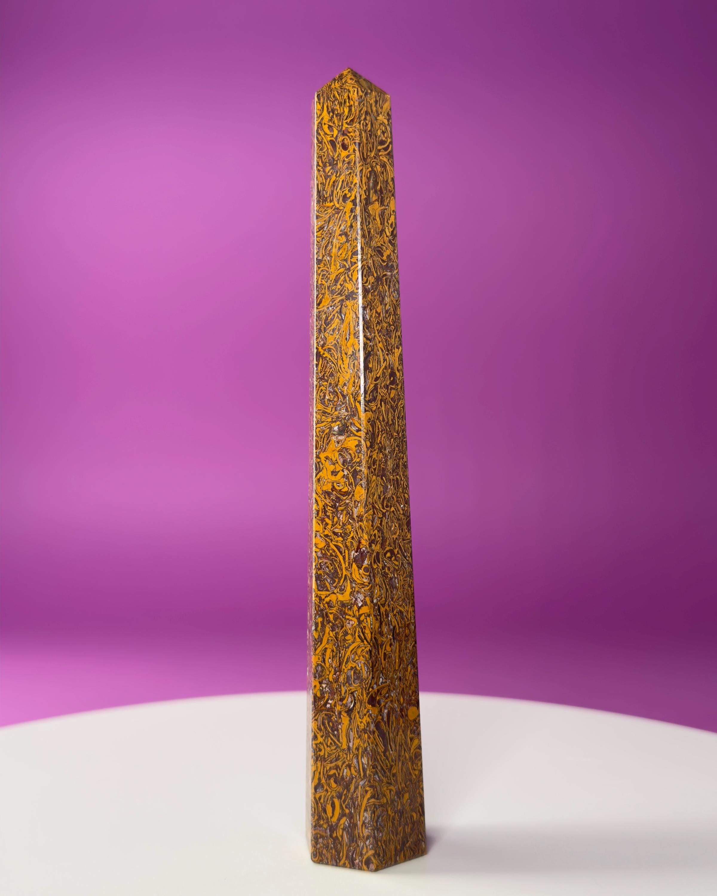 Calligraphy Jasper Tower | Script Stone Crystal Point | Grounding Healing Crystal | Meditation Decor Gift