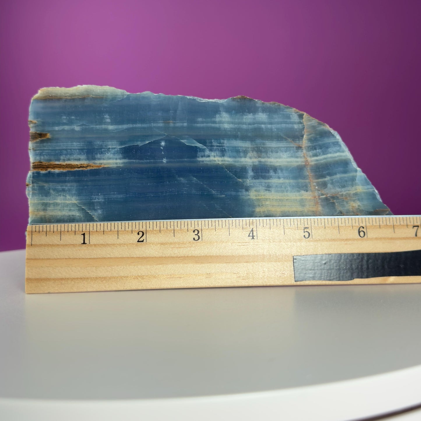 Blue Onyx Slab with Stand 326g | Polished Crystal Display Stone | Natural Home Decor Gift