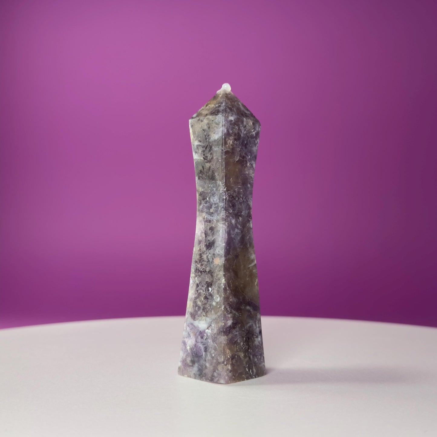 Lepidolite & Smoky Quartz Tower  Healing Crystal Point  Stress Relief Stone for Calm, Protection, Balance