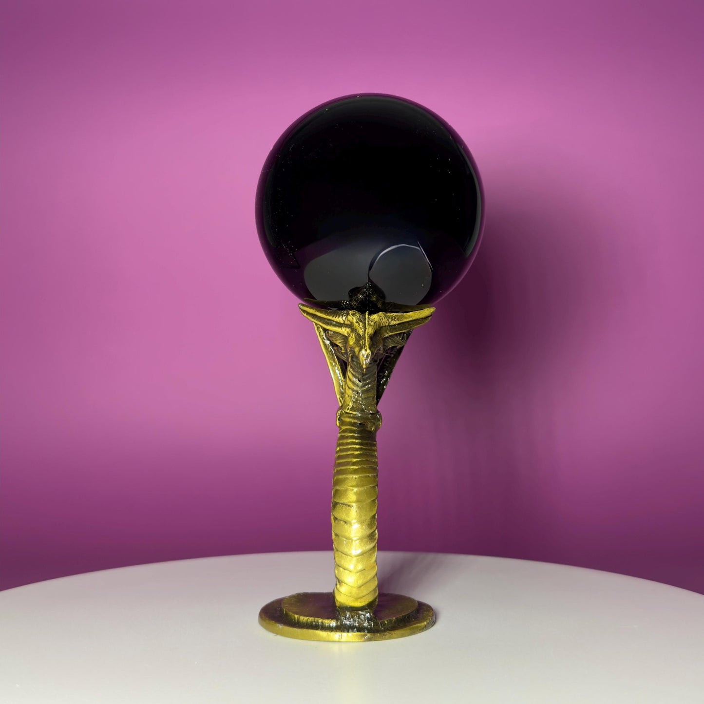 Black Obsidian Sphere 1027g on Dragon Stand | Large Protection Crystal Ball | Grounding Decor