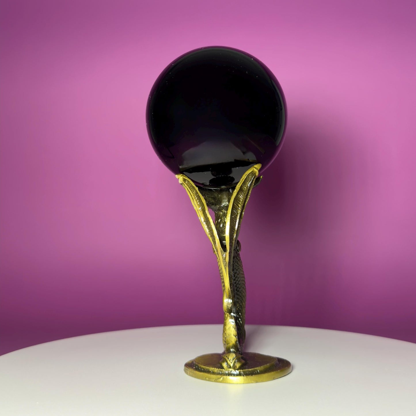 Black Obsidian Sphere 1027g on Dragon Stand | Large Protection Crystal Ball | Grounding Decor