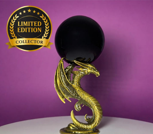 Black Obsidian Sphere 1027g on Dragon Stand | Large Protection Crystal Ball | Grounding Decor