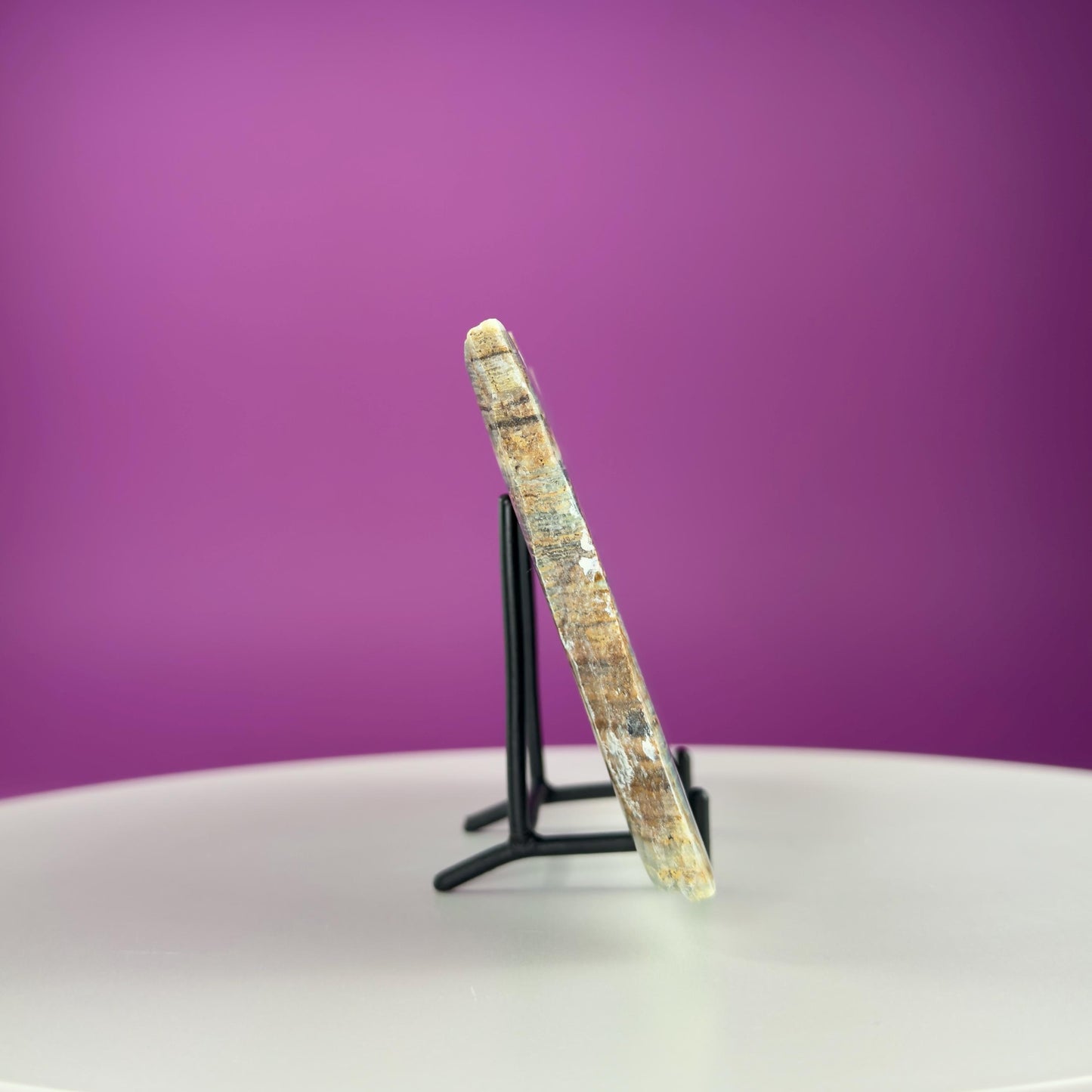 Blue Onyx Slab with Stand 380g | Polished Crystal Display Stone | Natural Home Decor Gift