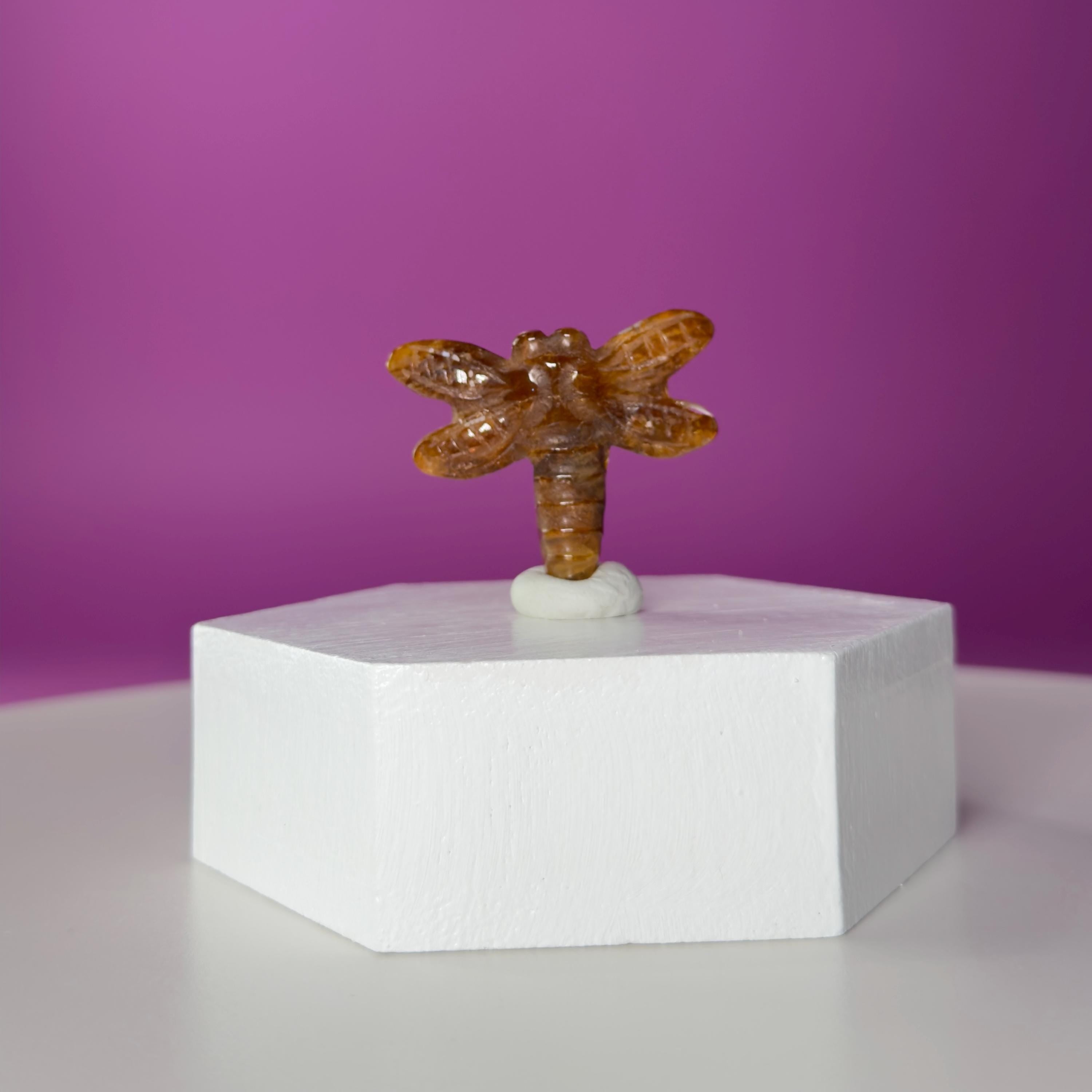 Golden Healer Dragonfly Mini 17g | Healing Crystal Carving | Transformation Pocket Stone Gift