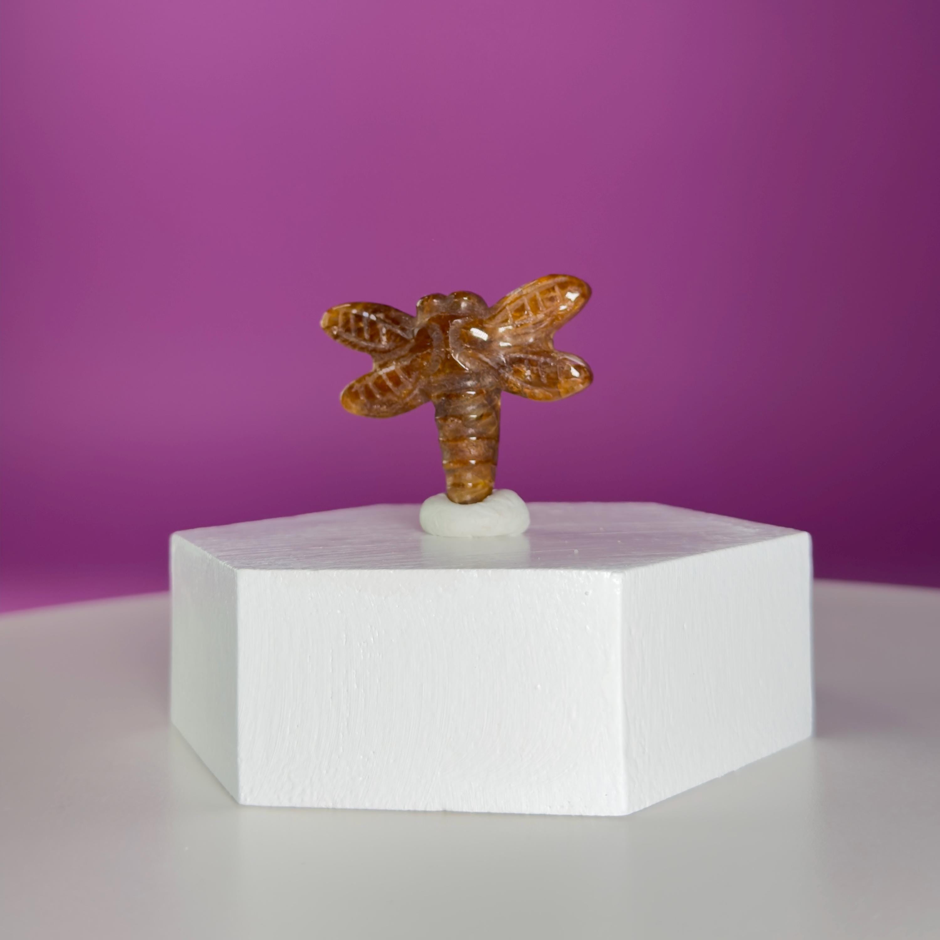 Golden Healer Dragonfly Mini 17g | Healing Crystal Carving | Transformation Pocket Stone Gift