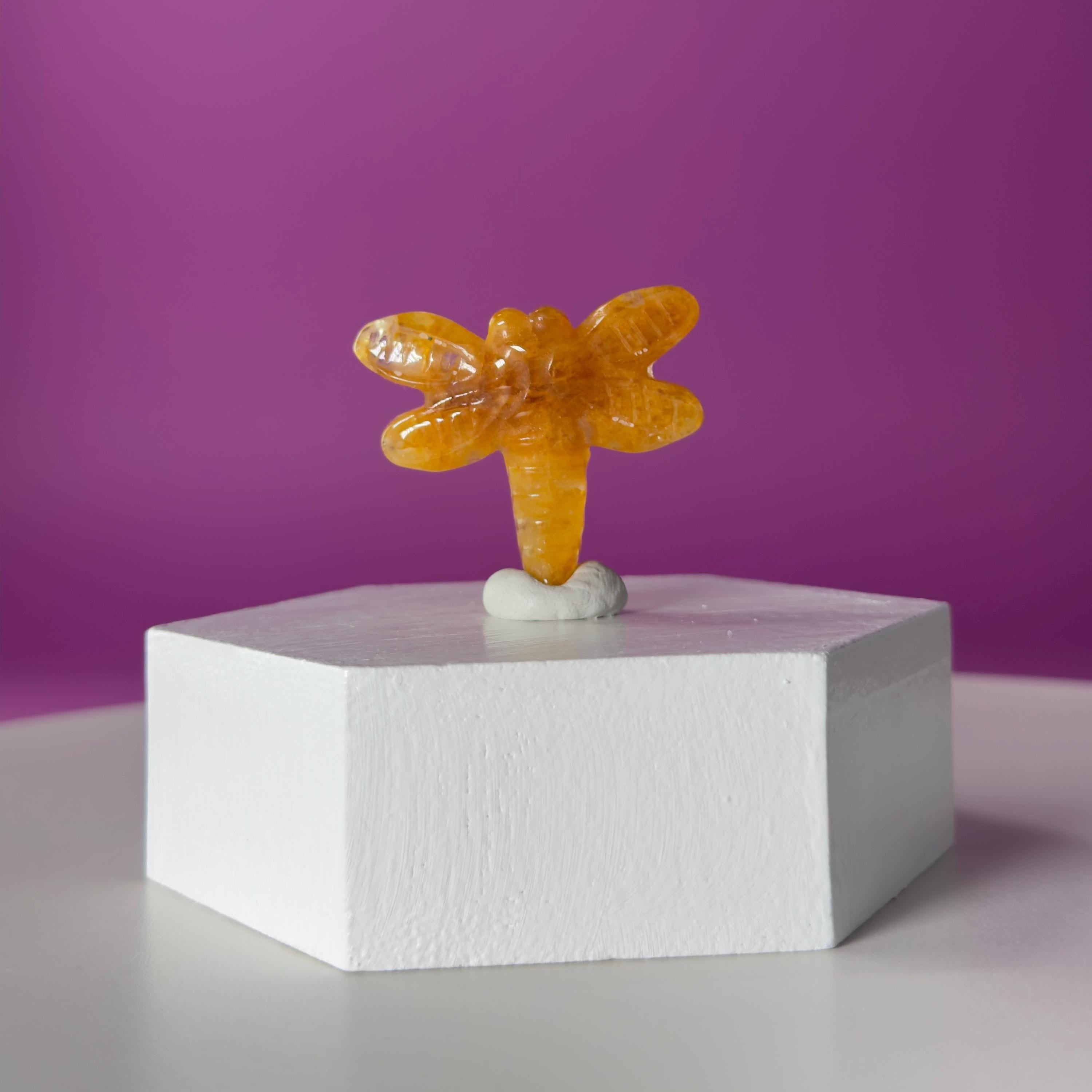 Golden Healer Dragonfly Mini 17g | Healing Crystal Carving | Transformation Pocket Stone Gift