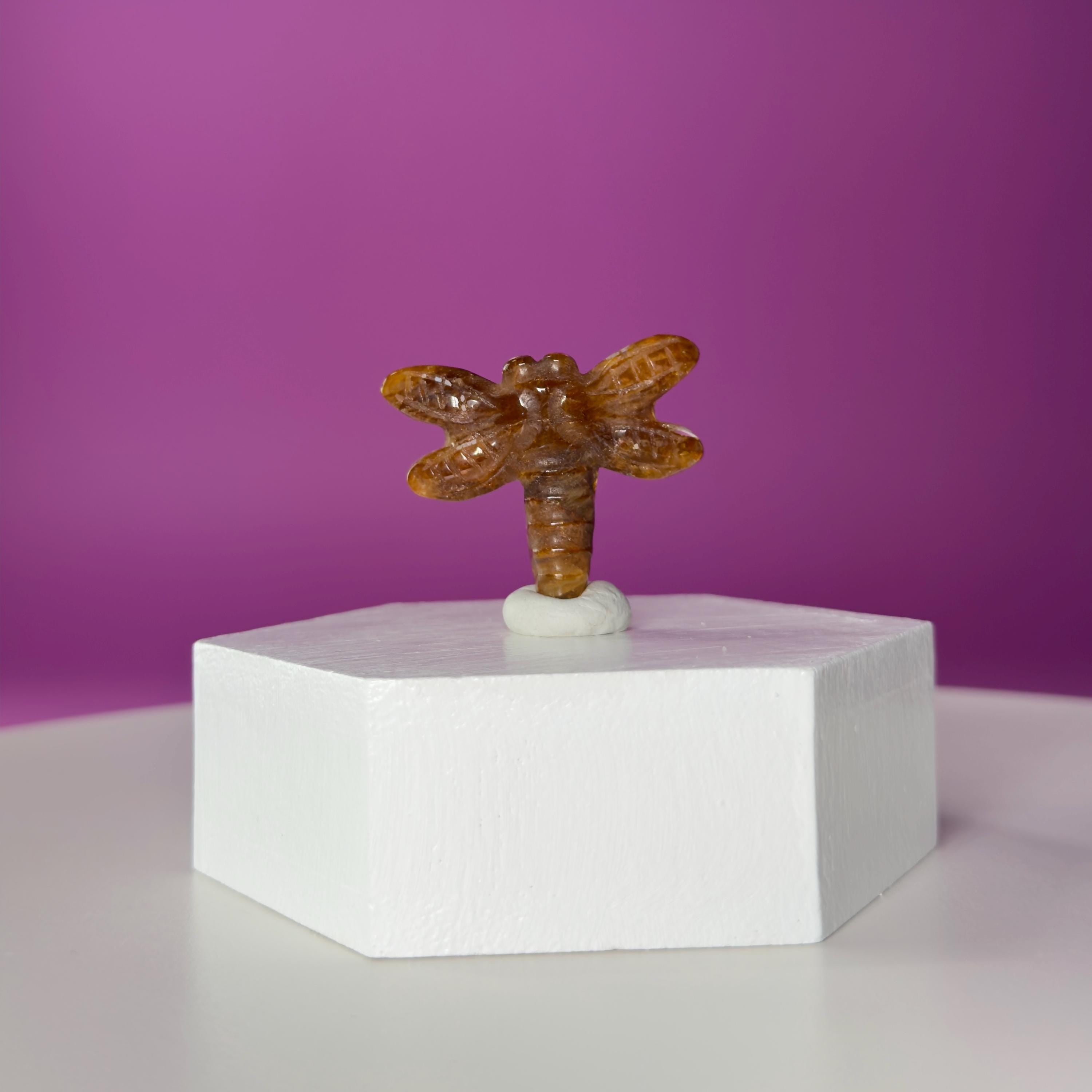 Golden Healer Dragonfly Mini 17g | Healing Crystal Carving | Transformation Pocket Stone Gift