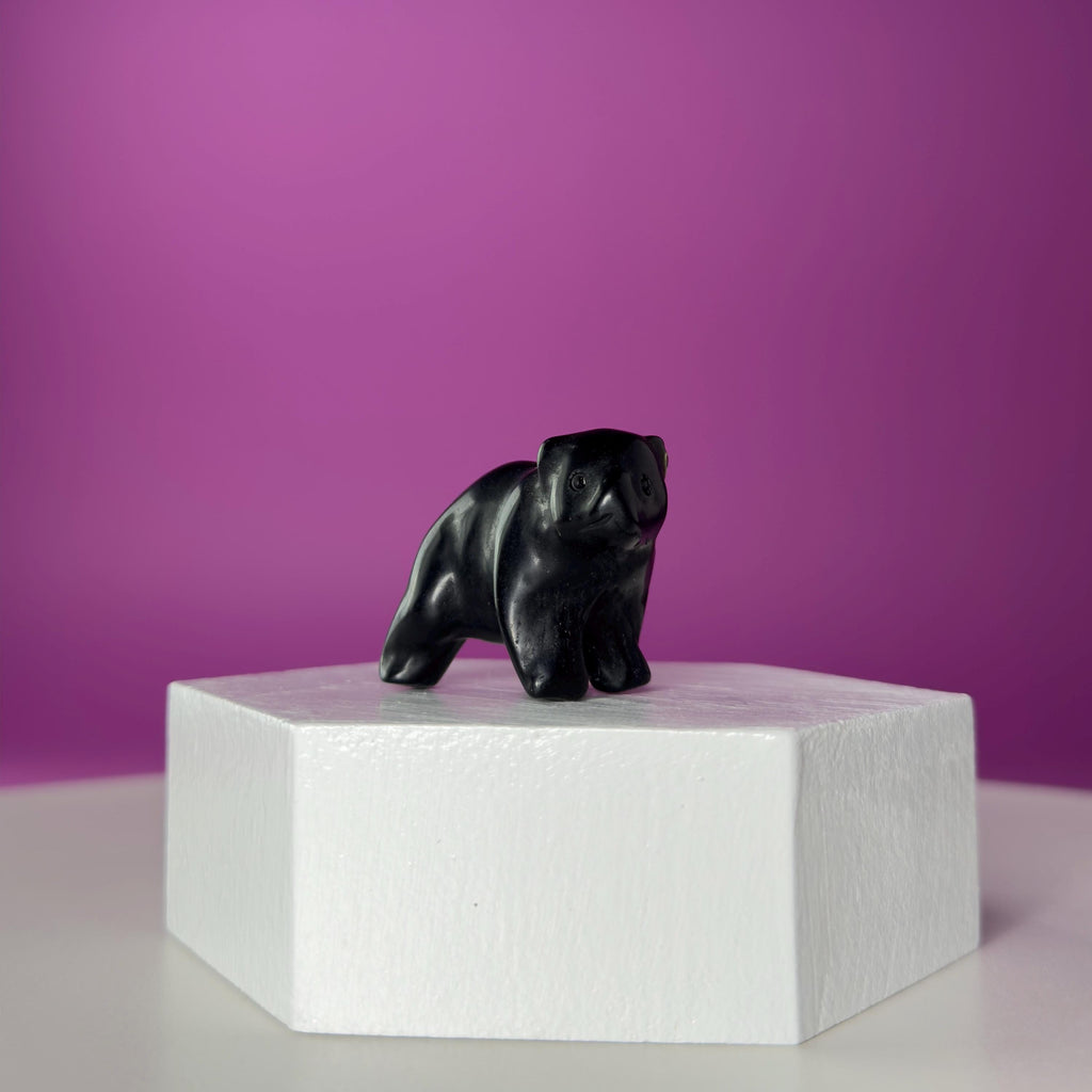 Mini Obsidian Bear Carving  Pocket Guardian Crystal