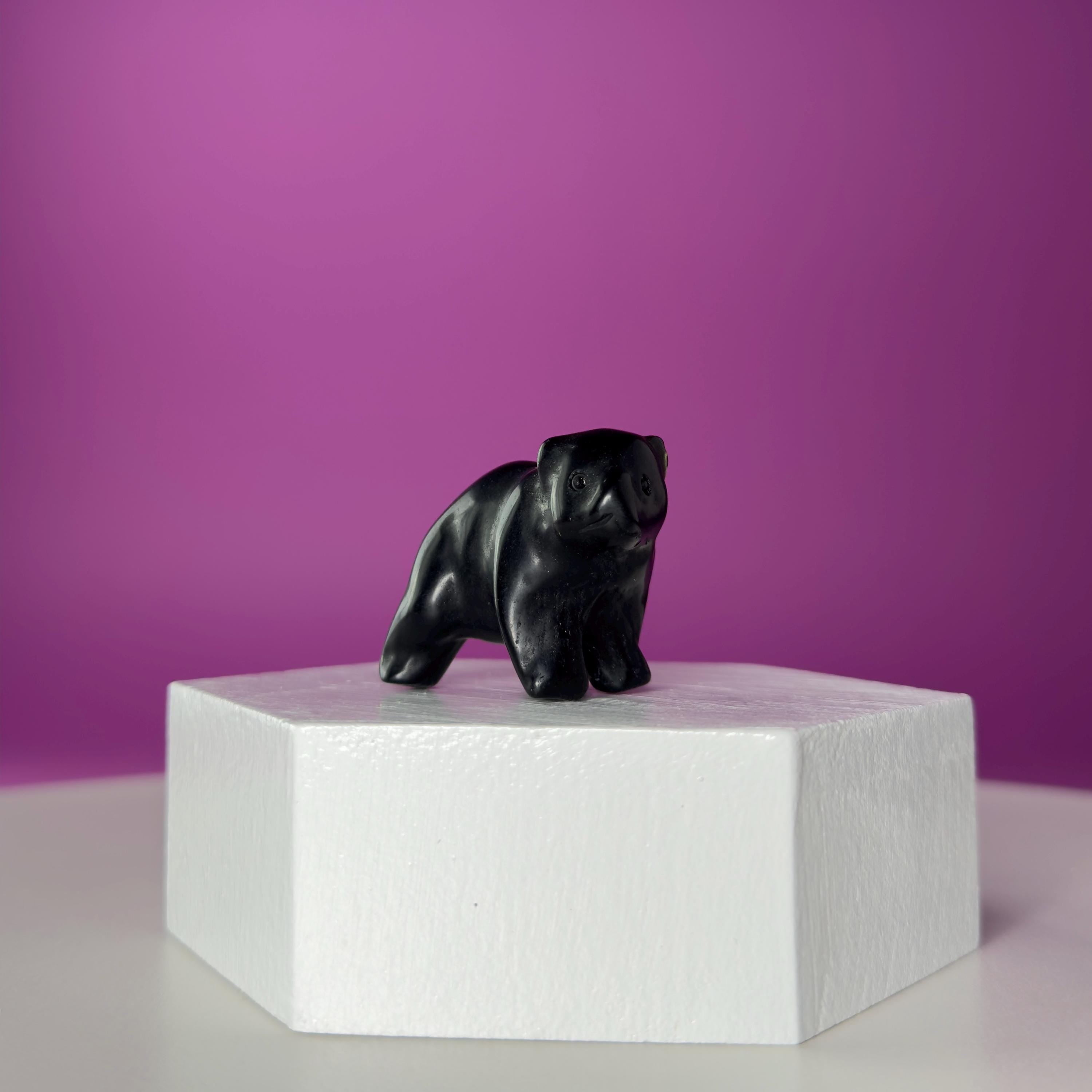 Mini Obsidian Bear Carving  Pocket Guardian Crystal