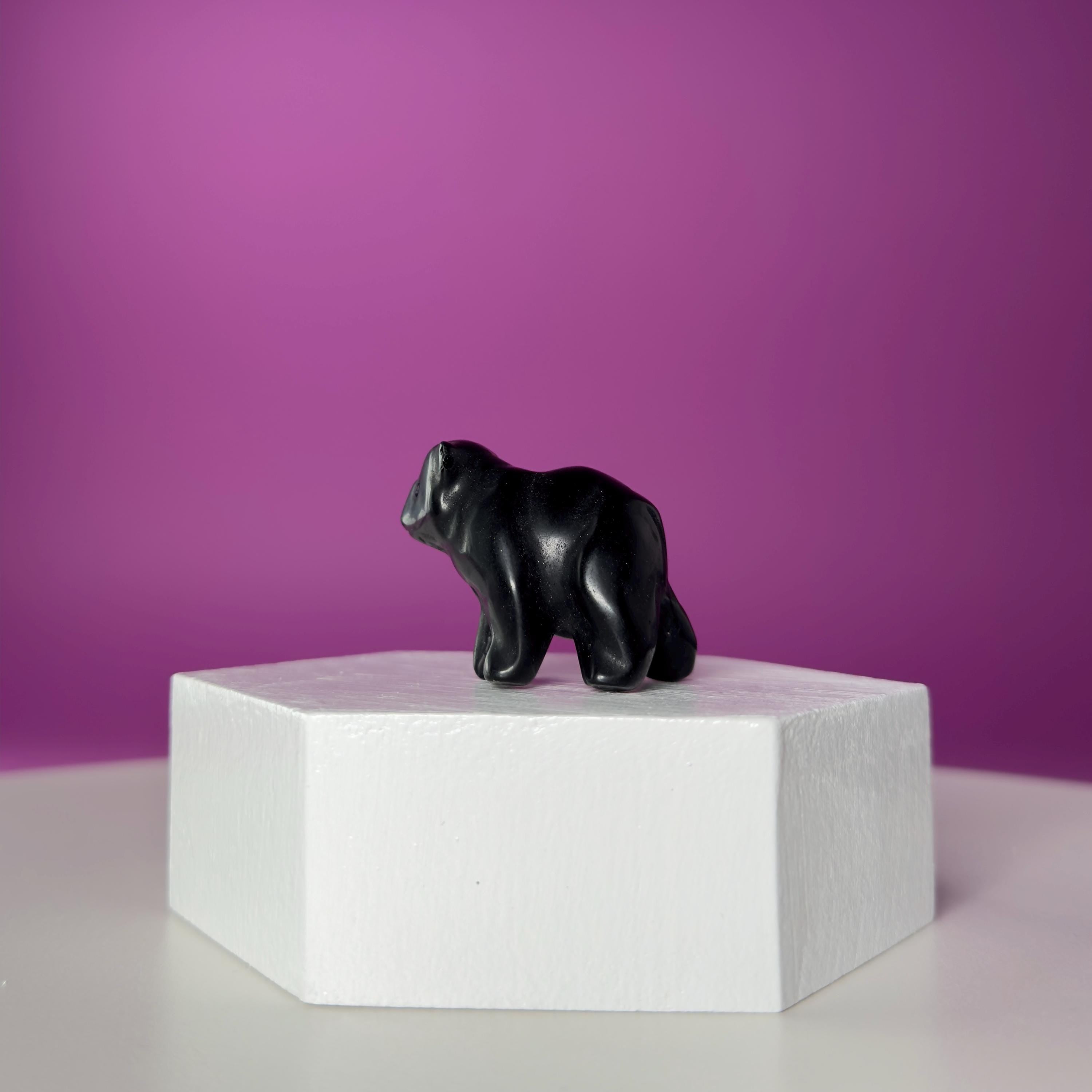 Mini Obsidian Bear Carving  Pocket Guardian Crystal