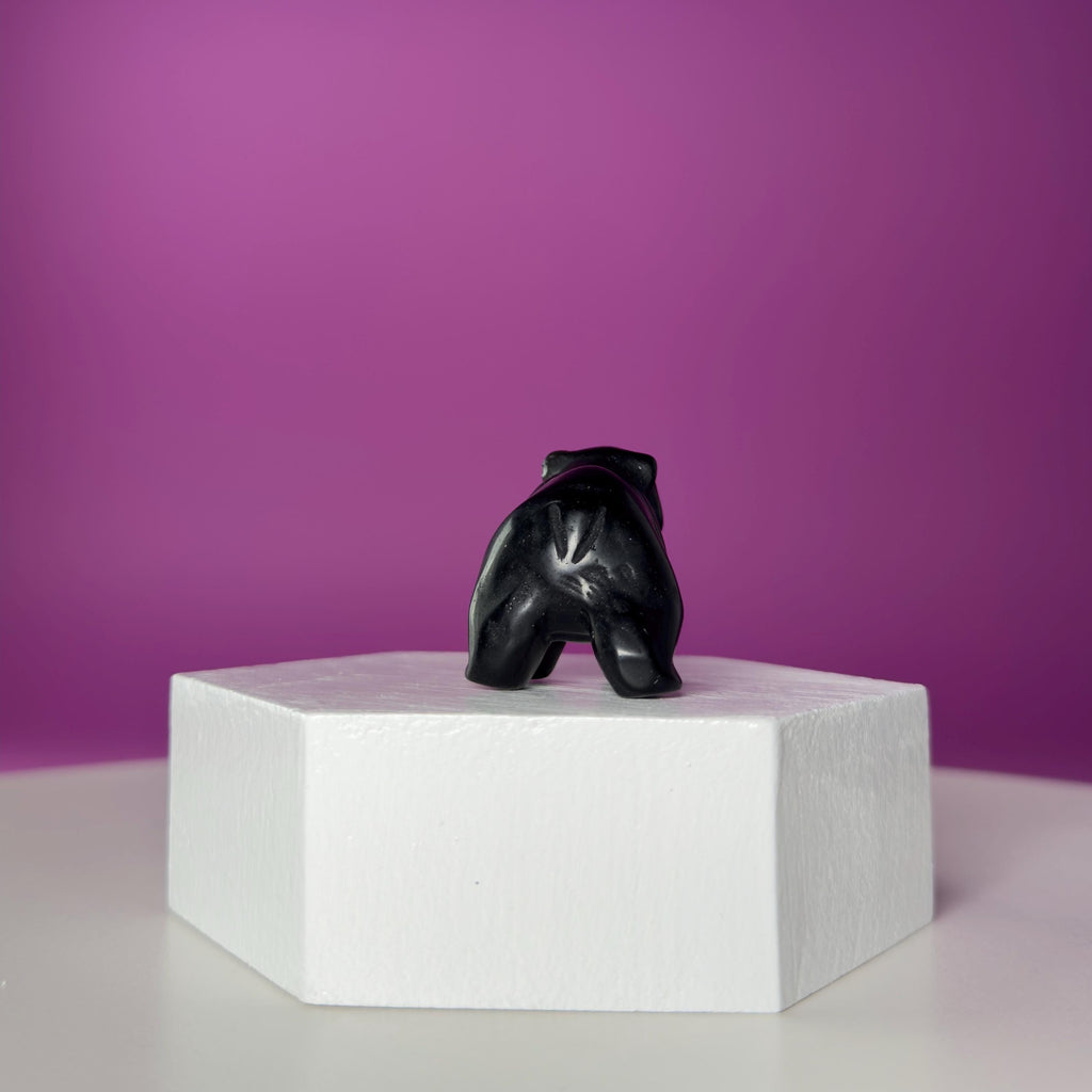 Mini Obsidian Bear Carving  Pocket Guardian Crystal