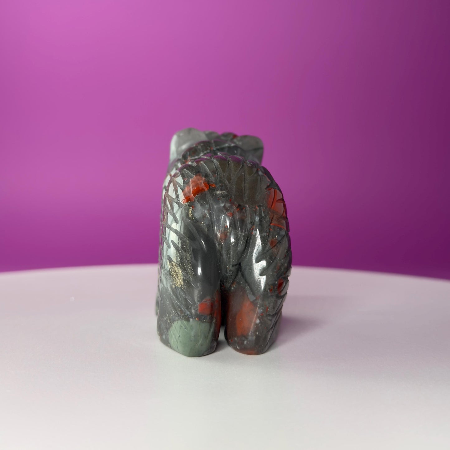 African Bloodstone Bear Carving  Crystal Animal Totem  Healing Stone Figurine for Strength & Protection