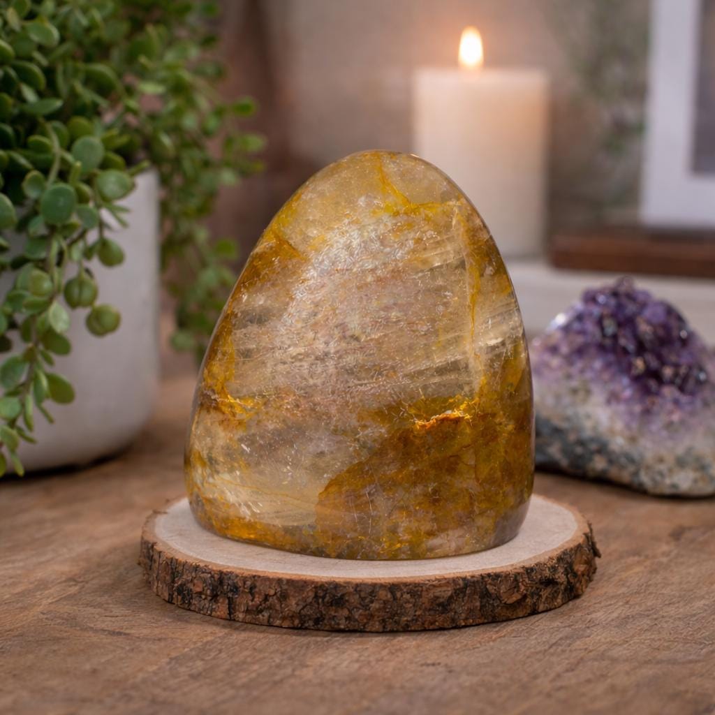 Golden Healer Quartz Free Form – 579g | Polished Statement Crystal
