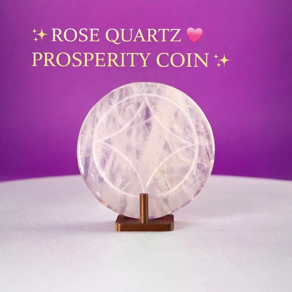 Rose Quartz Money Coin  Love & Abundance Crystal  Heart Chakra Prosperity Stone