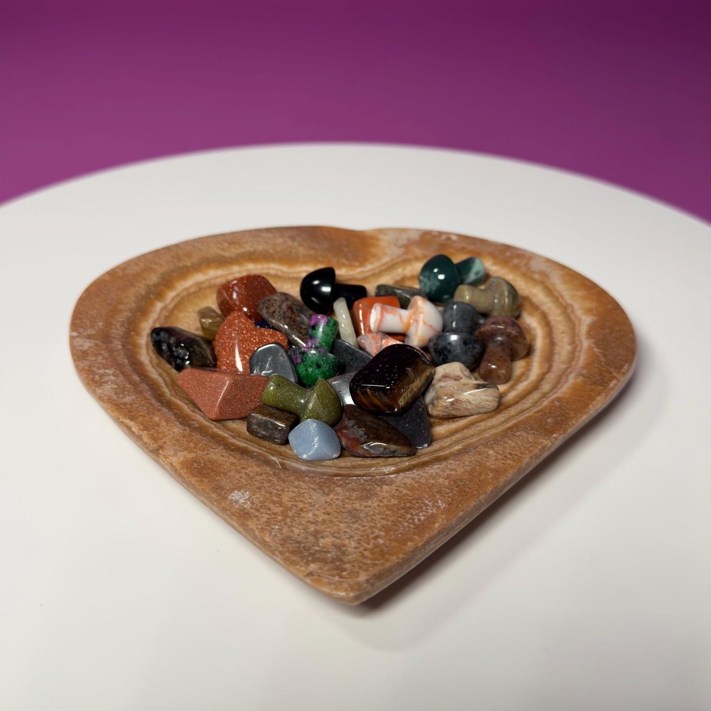 Aragonite Heart Bowl – 315g Polished Crystal Offering Dish