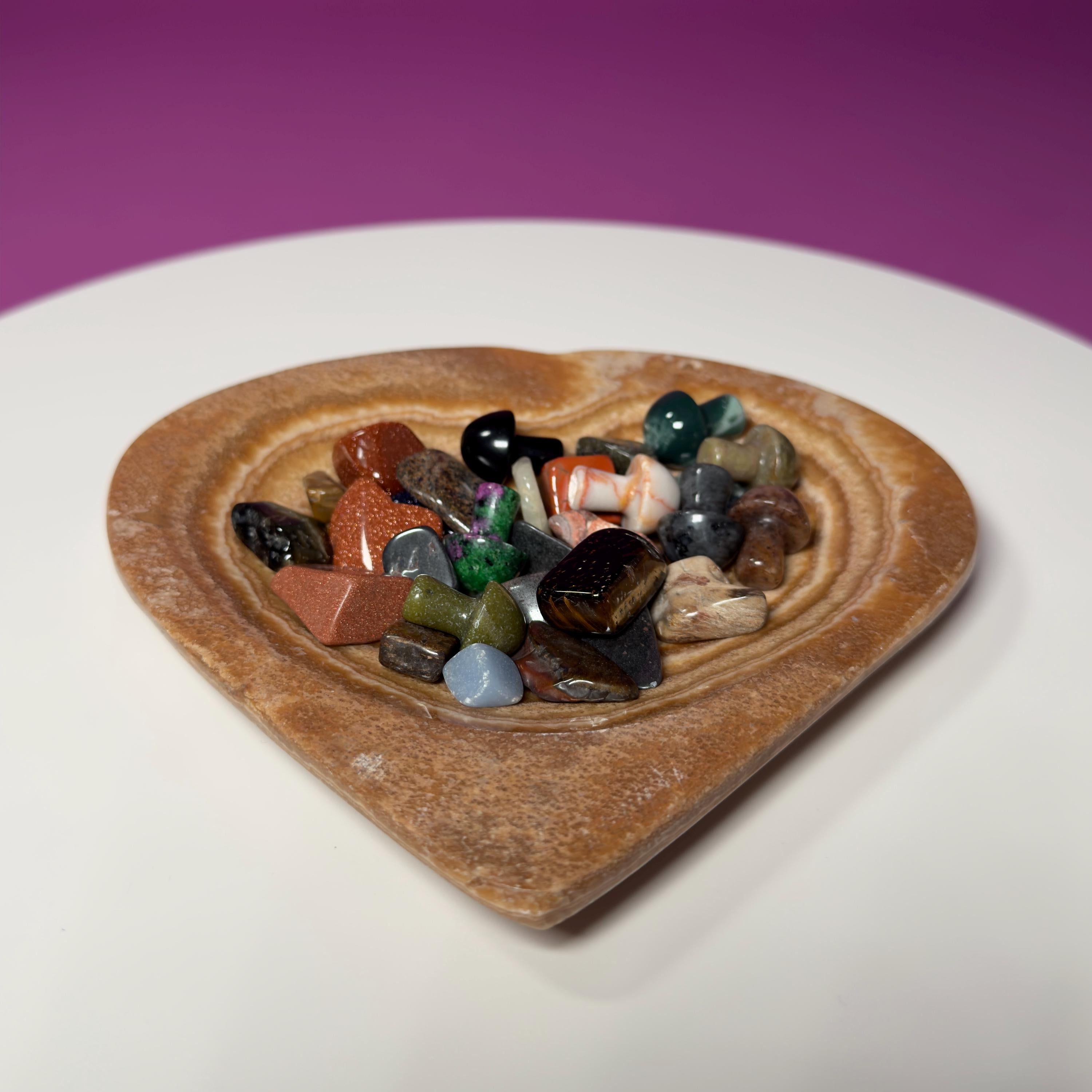 Aragonite Heart Bowl – 315g Polished Crystal Offering Dish