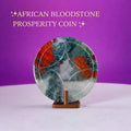 African Bloodstone Money Coin  Prosperity & Grounding Crystal Disk (63g)