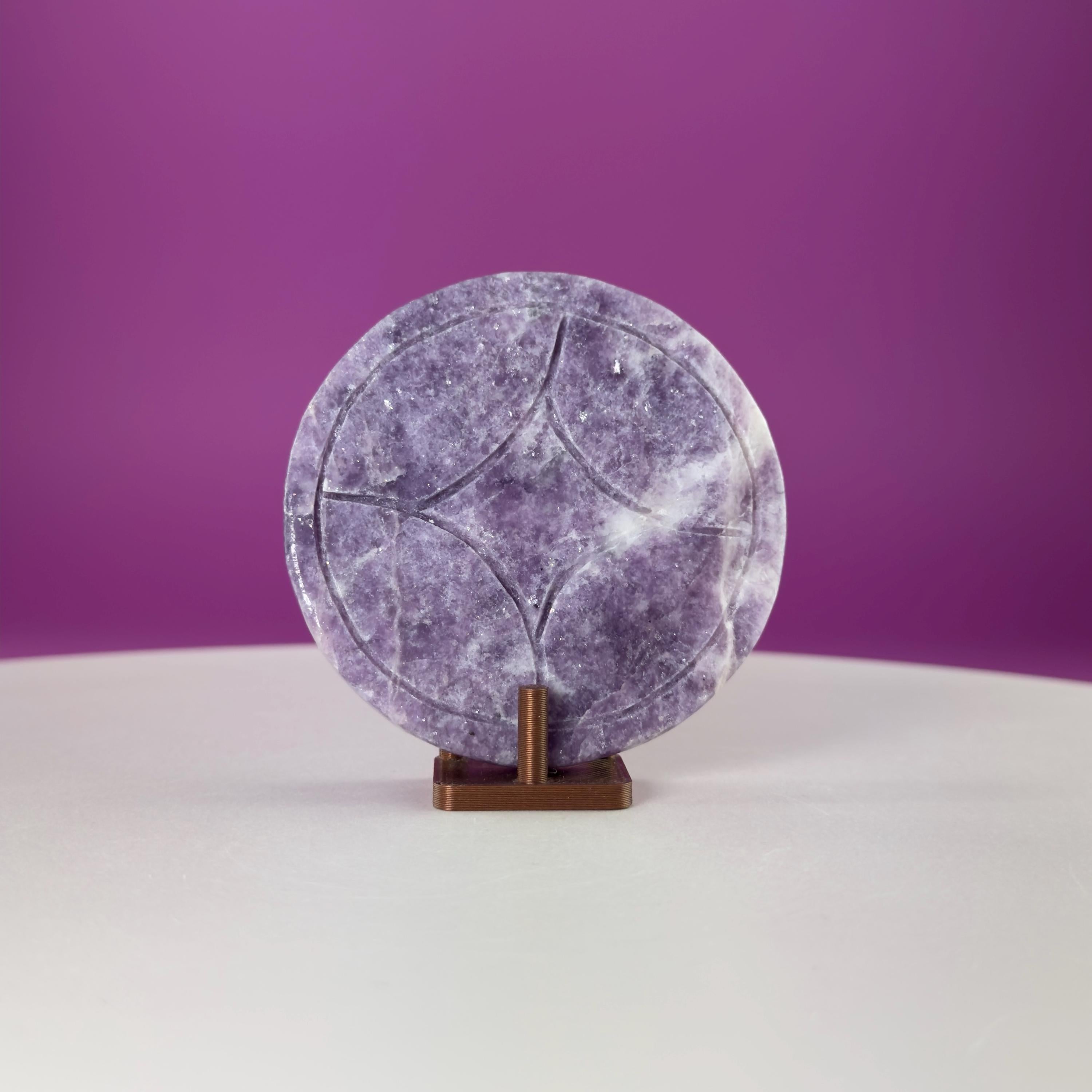 Lepidolite Money Coin 66g | Prosperity Crystal | Calming Healing Stone | Pocket Palm Crystal Gift