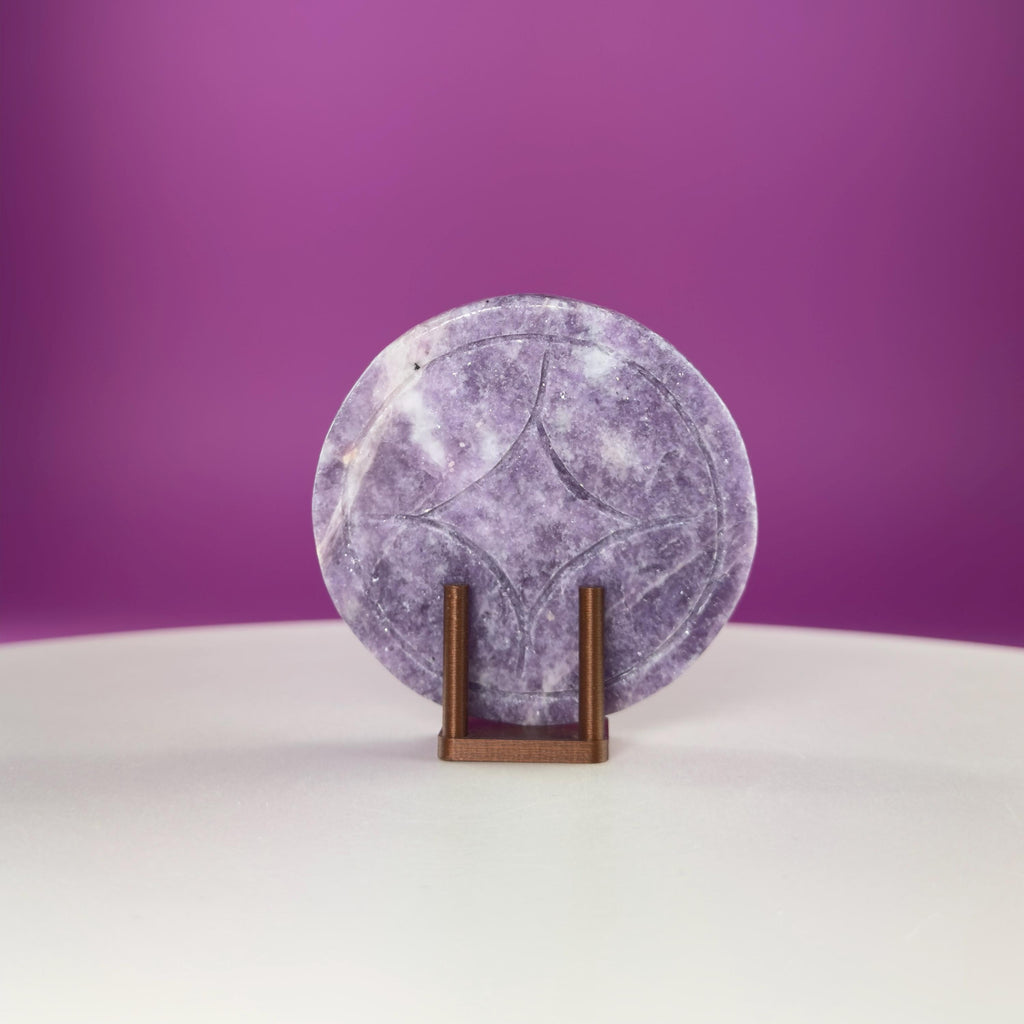 Lepidolite Money Coin 66g | Prosperity Crystal | Calming Healing Stone | Pocket Palm Crystal Gift