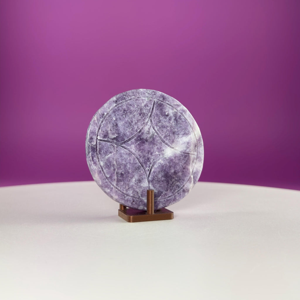 Lepidolite Money Coin 66g | Prosperity Crystal | Calming Healing Stone | Pocket Palm Crystal Gift