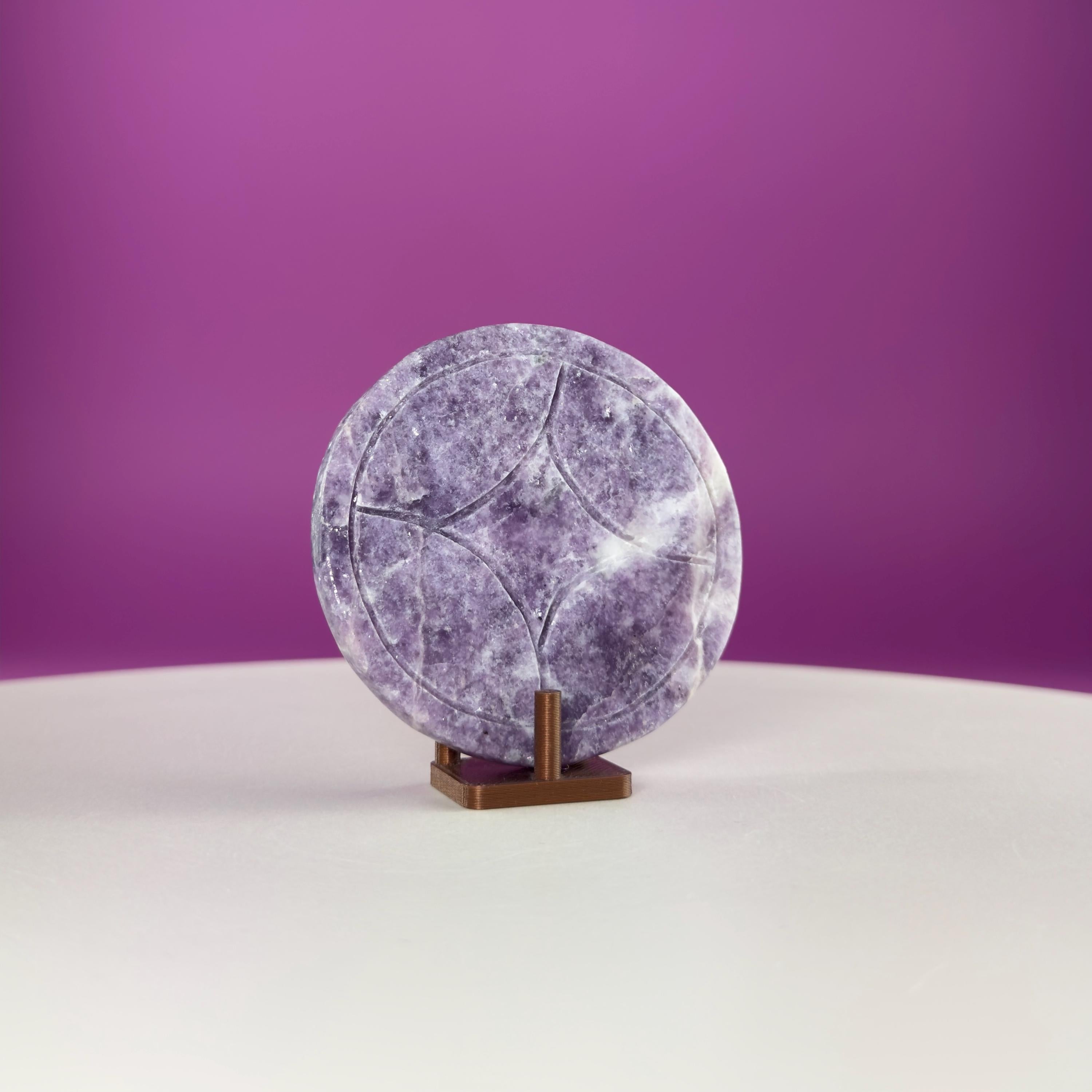 Lepidolite Money Coin 66g | Prosperity Crystal | Calming Healing Stone | Pocket Palm Crystal Gift