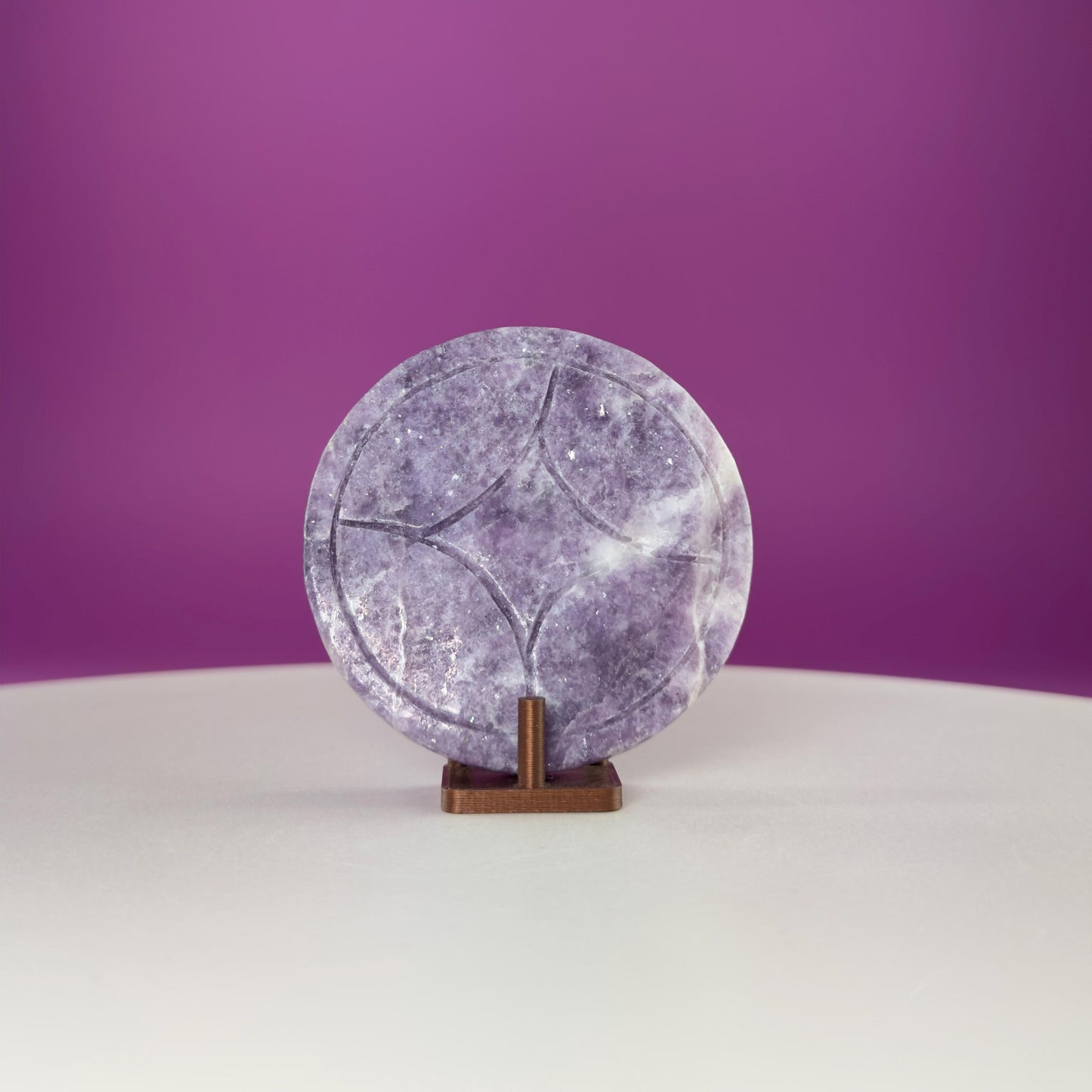 Lepidolite Money Coin 66g | Prosperity Crystal | Calming Healing Stone | Pocket Palm Crystal Gift