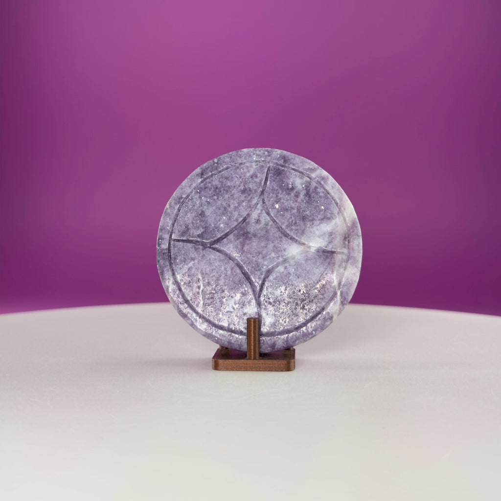 Lepidolite Money Coin 66g | Prosperity Crystal | Calming Healing Stone | Pocket Palm Crystal Gift