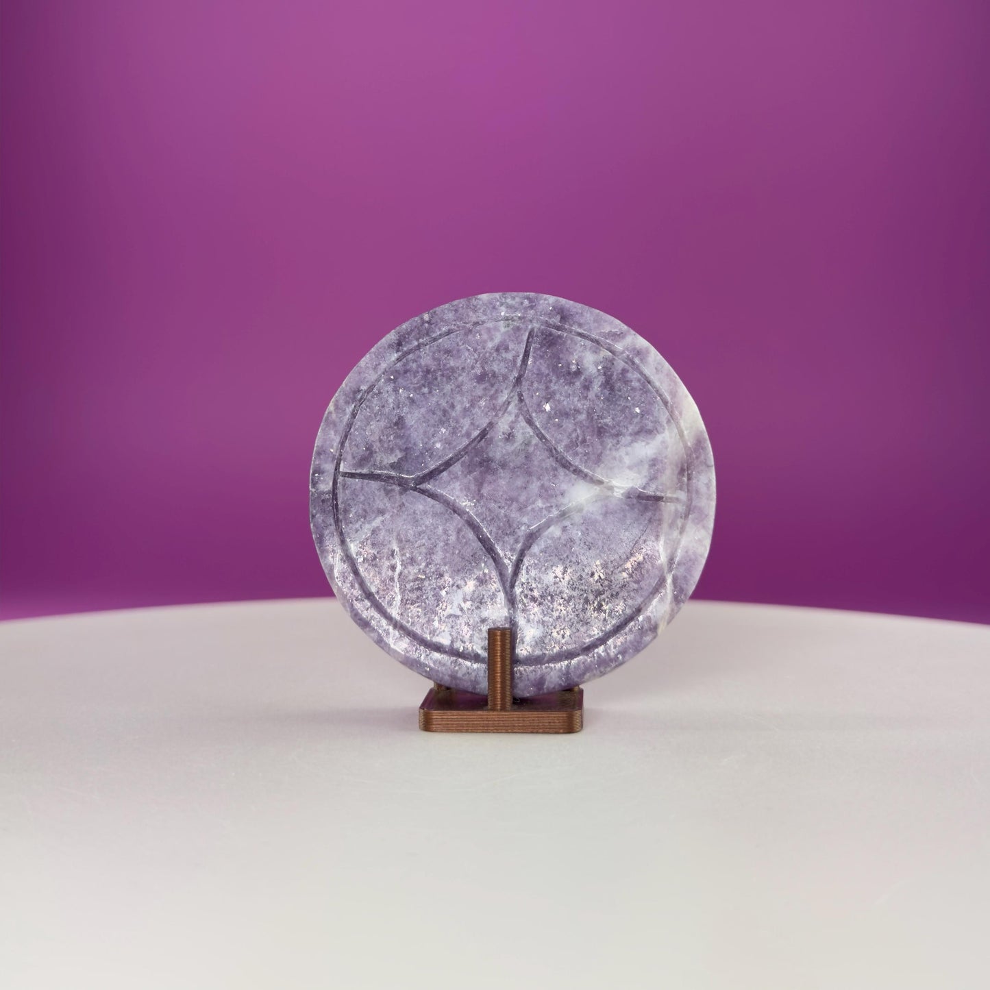 Lepidolite Money Coin 66g | Prosperity Crystal | Calming Healing Stone | Pocket Palm Crystal Gift