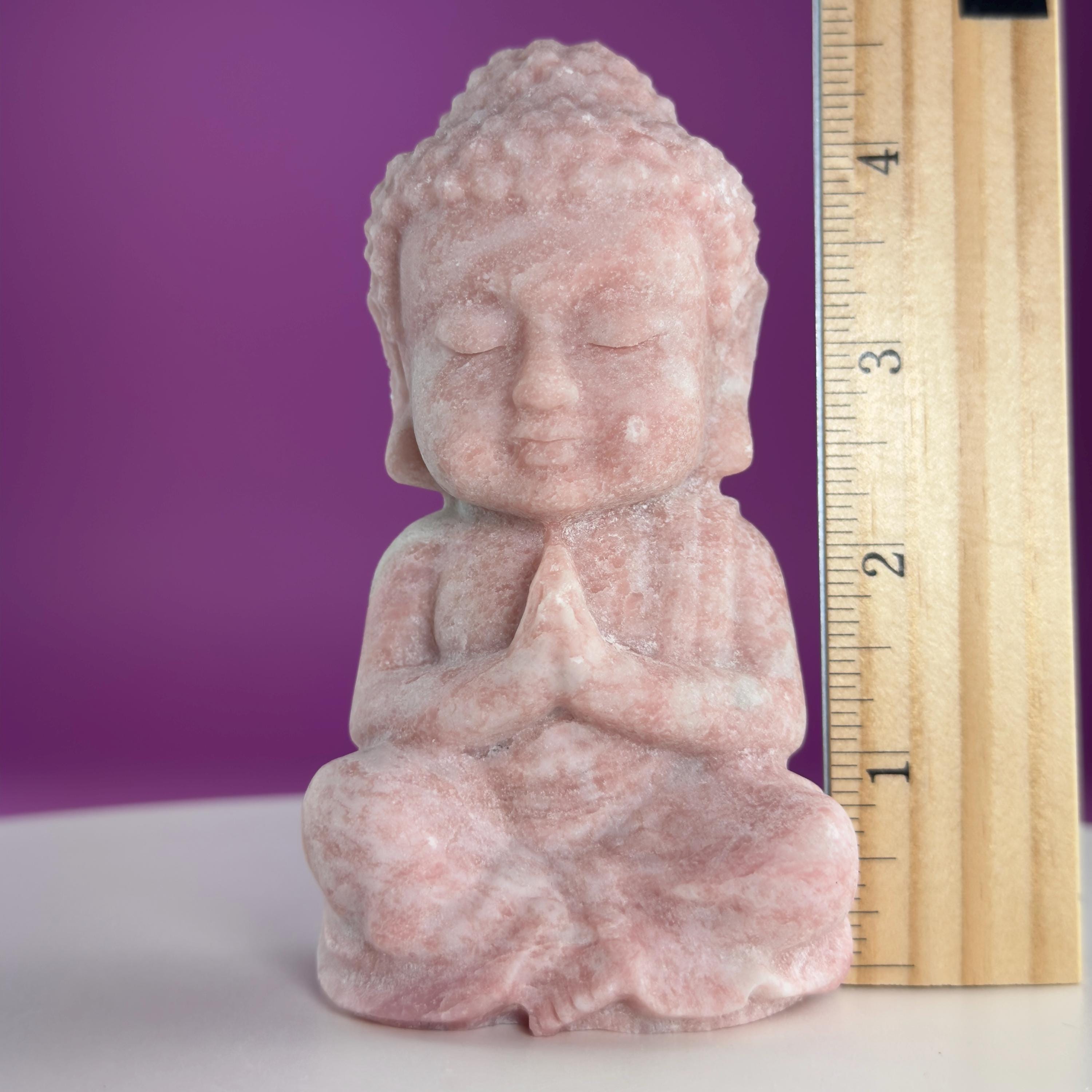 Pink Opal Buddha Carving – 471g Crystal Statue for Love, Emotional Healing & Peaceful Energy