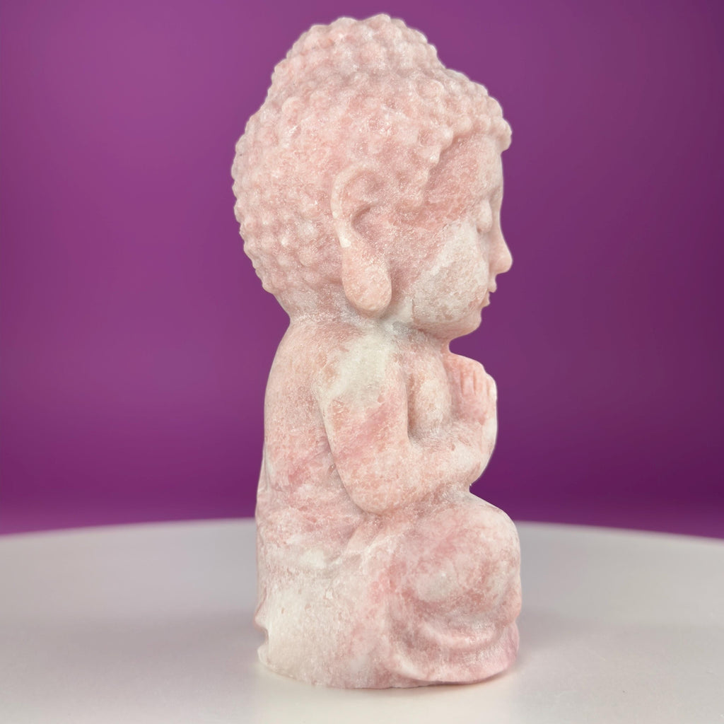 Pink Opal Buddha Carving – 471g Crystal Statue for Love, Emotional Healing & Peaceful Energy