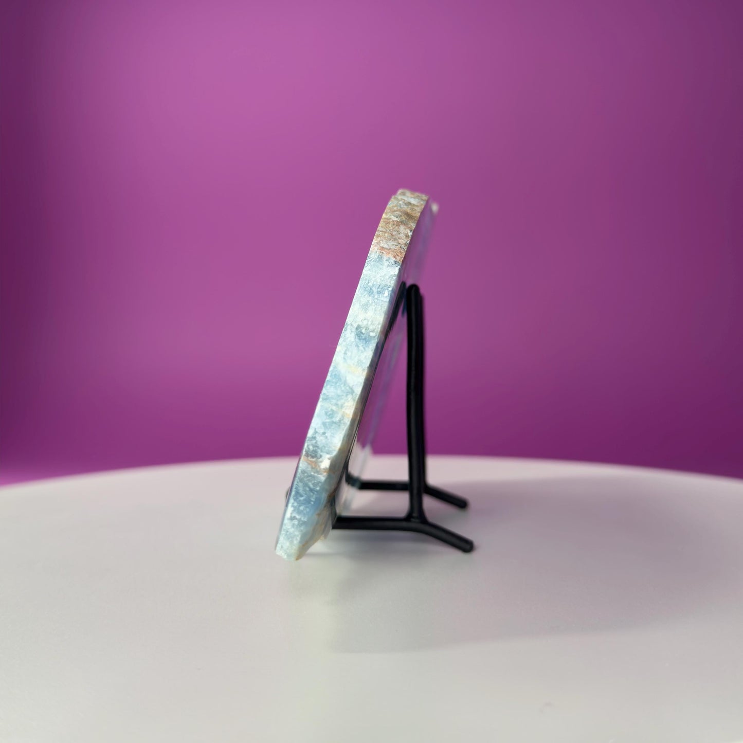 Blue Onyx Slab with Stand 326g | Polished Crystal Display Stone | Natural Home Decor Gift