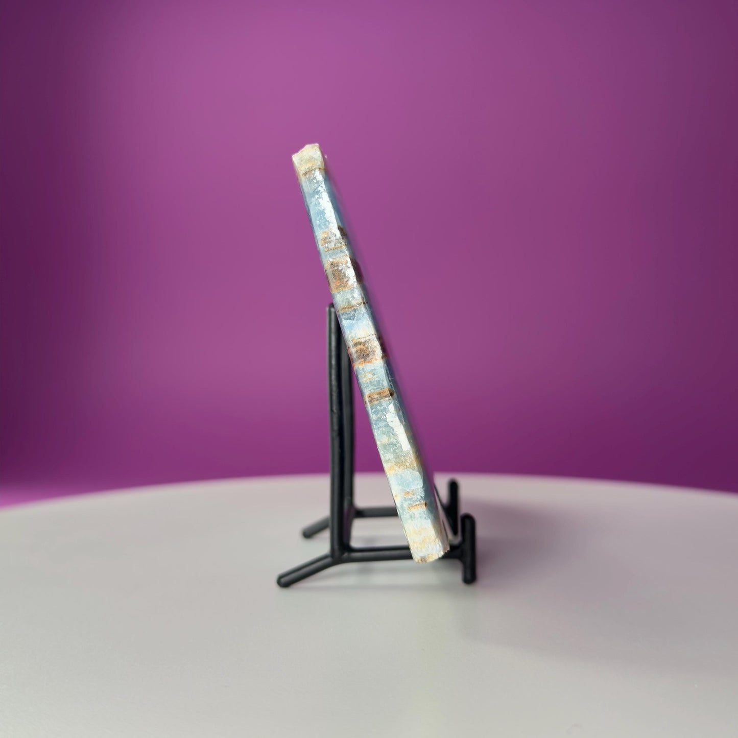 Blue Onyx Slab with Stand 326g | Polished Crystal Display Stone | Natural Home Decor Gift