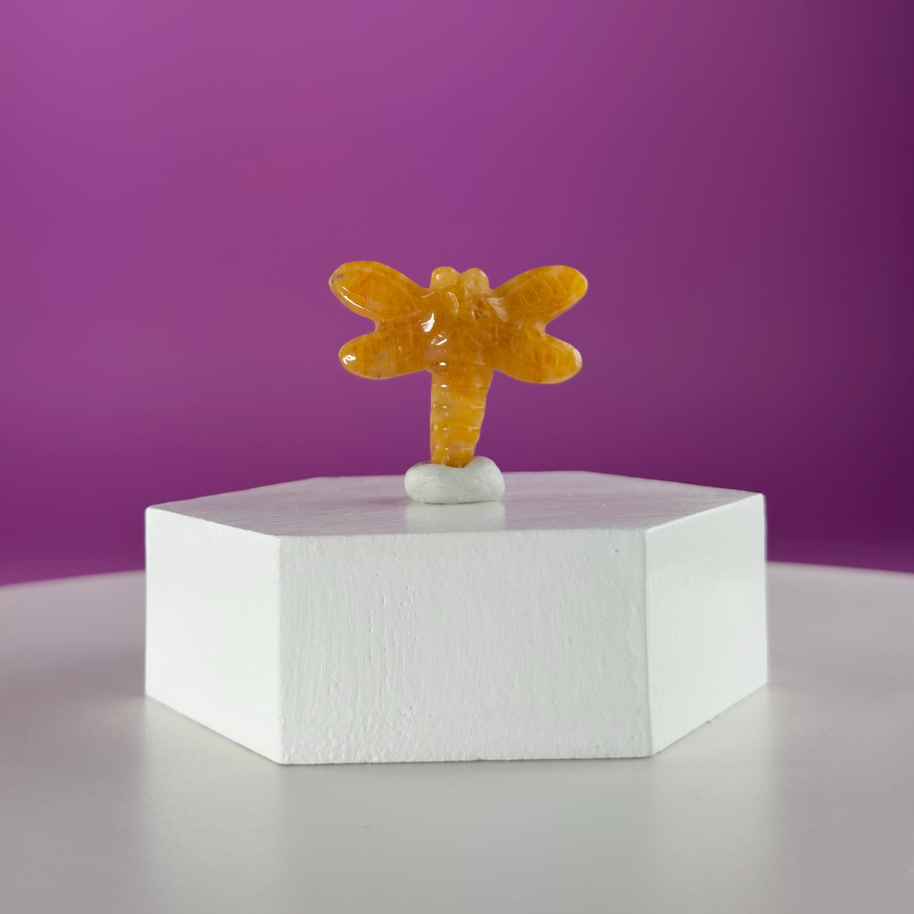 Golden Healer Dragonfly Mini 17g | Healing Crystal Carving | Transformation Pocket Stone Gift